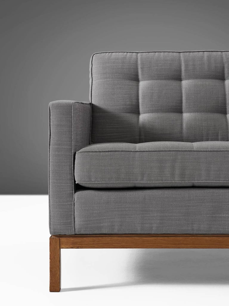 Florence Knoll ThreeSeat Sofa with Wooden Base and Fabric Upholstery