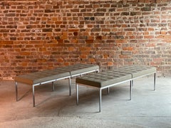 Florence Knoll Three-Seat Leather Benche by Knoll Studio, Stamped & Signed