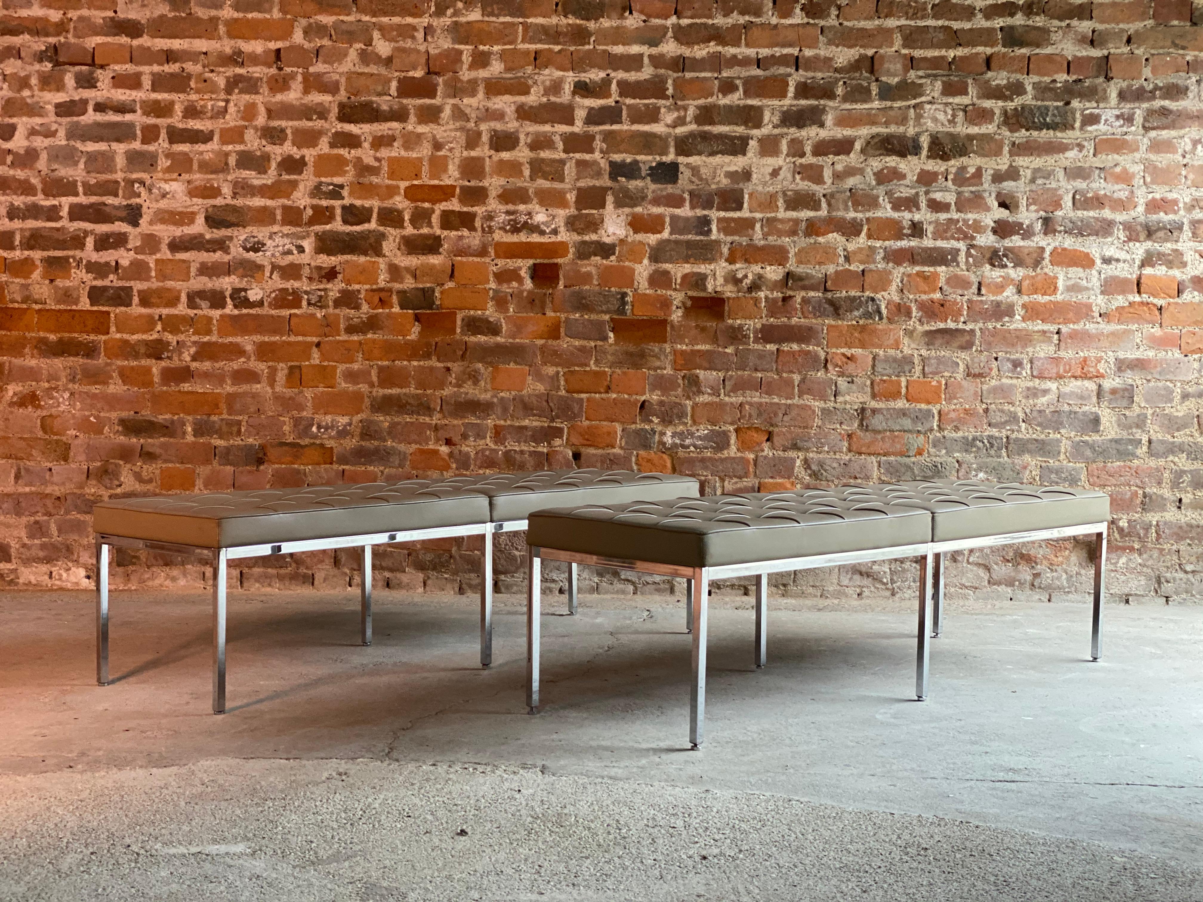 Florence Knoll Dreisitzige Lederbank von Knoll Studio:: gestempelt & Signiert 3