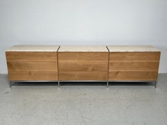 Florence Knoll Triple Dresser in Oak and Travertine