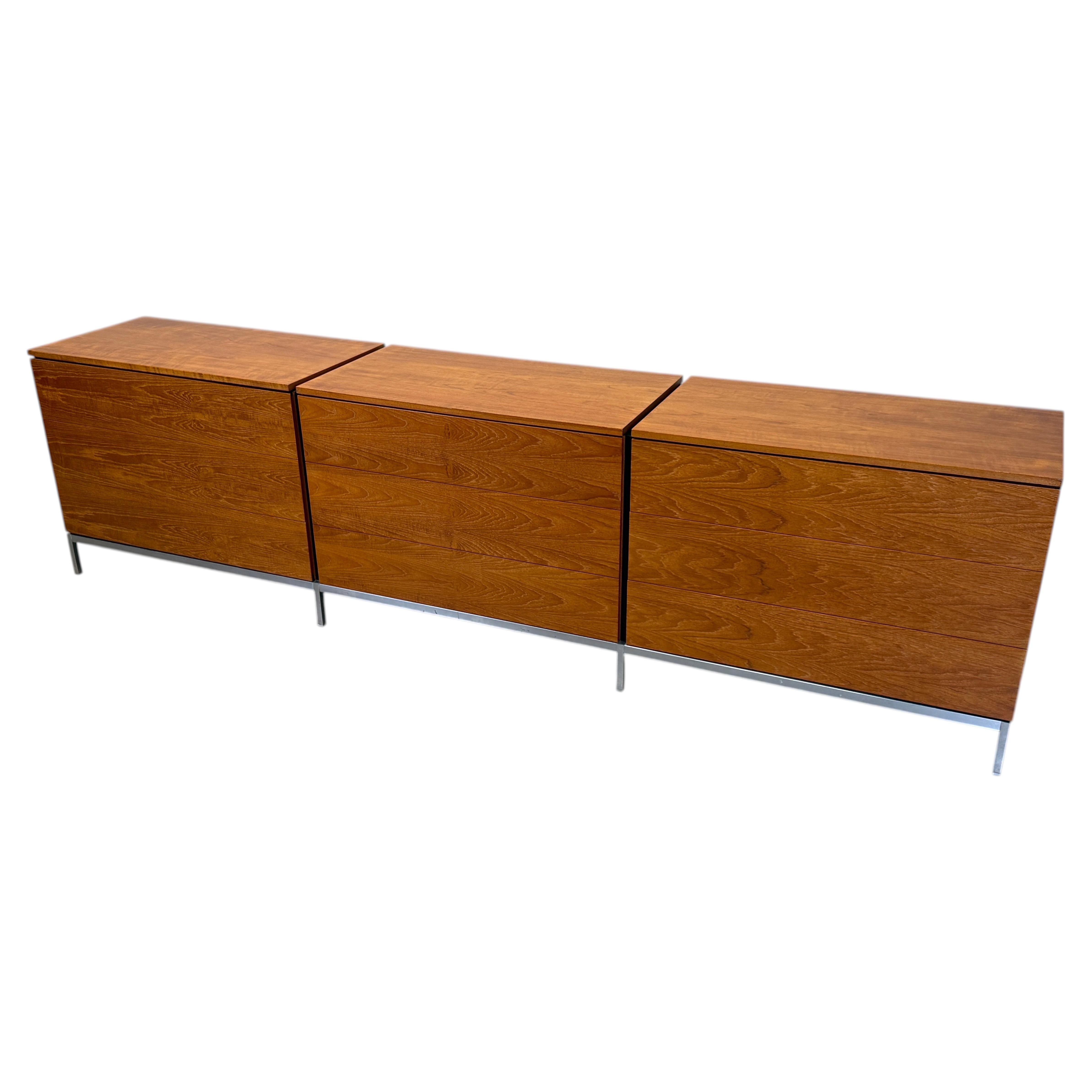 Florence Knoll Triple Dresser in Teak For Sale