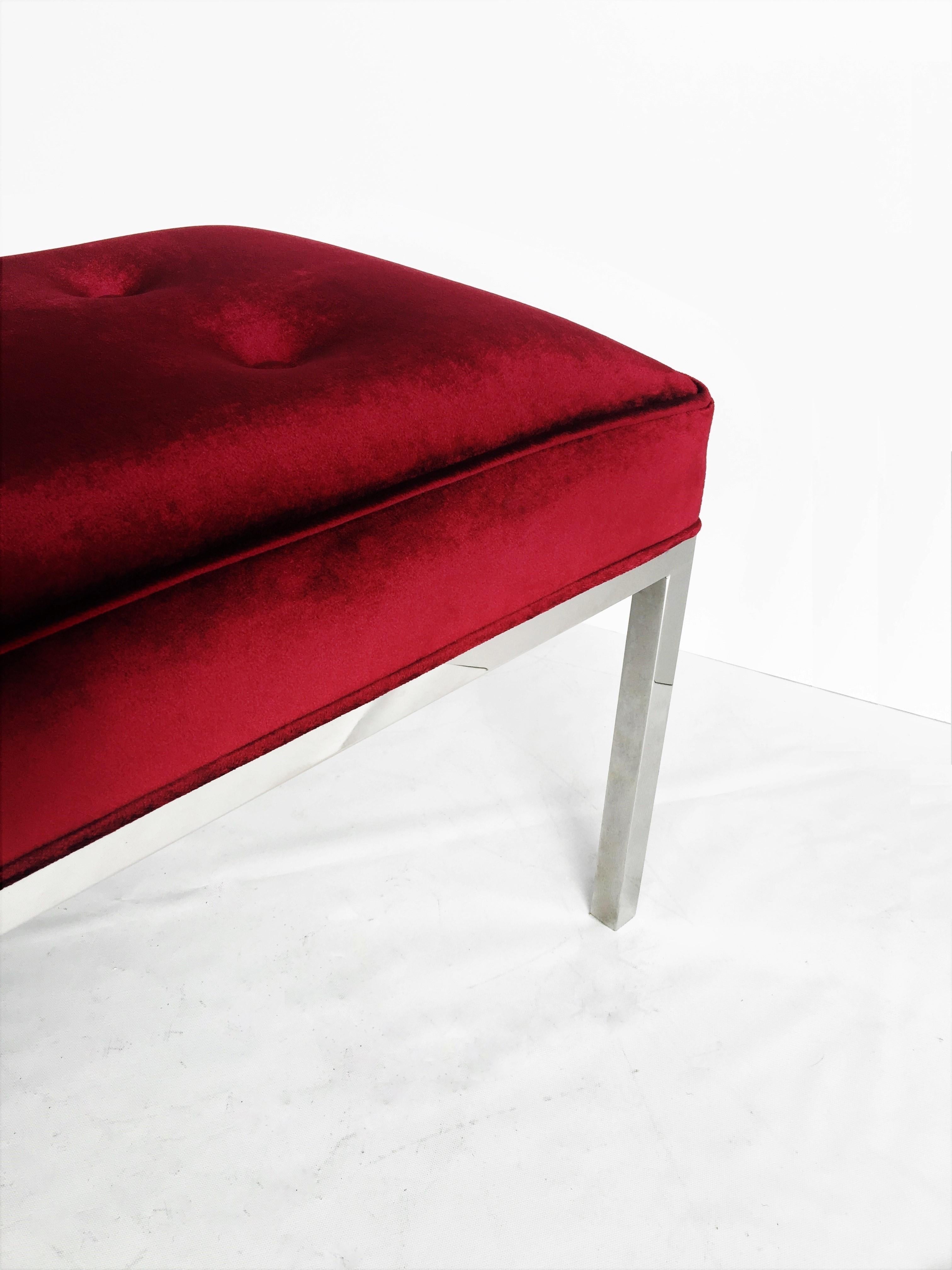 Late 20th Century Florence Knoll Tufted Bench For Sale