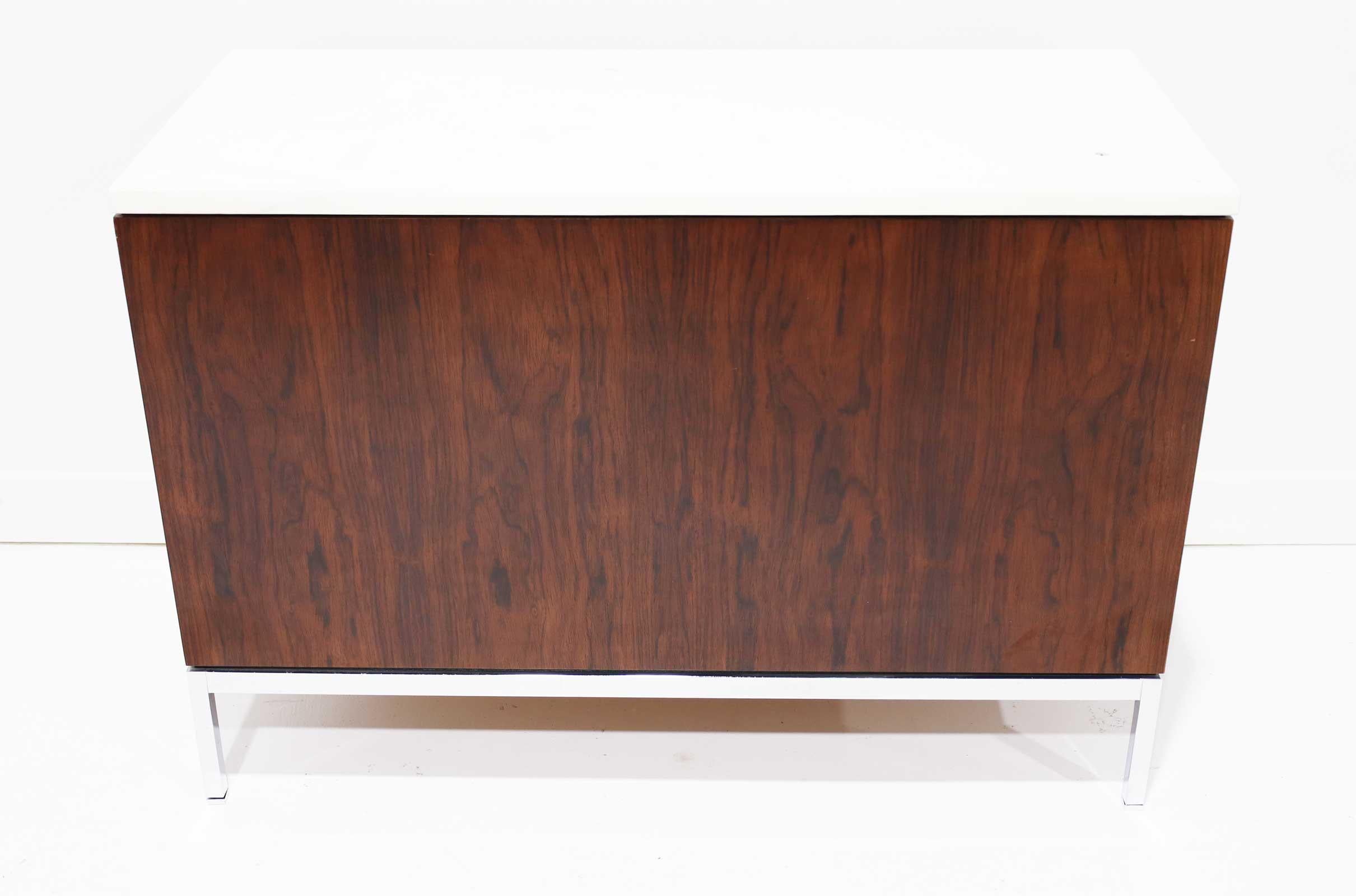 Florence Knoll Two Bay Rosewood Credenza with Calacatta Marble Top 1