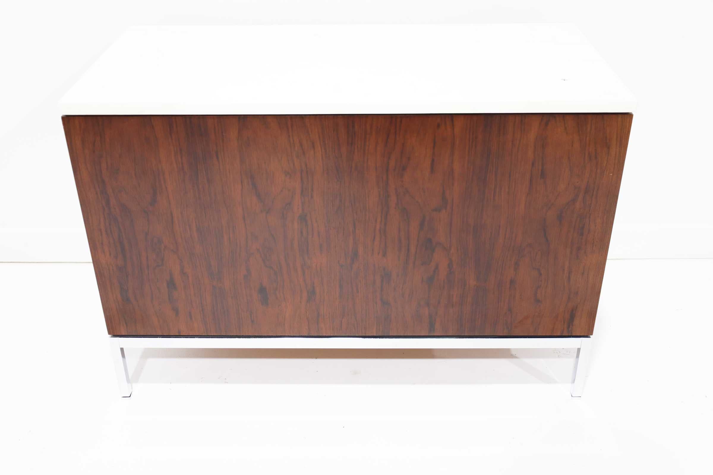 Florence Knoll Two Bay Rosewood Credenza with Calacatta Marble Top 2