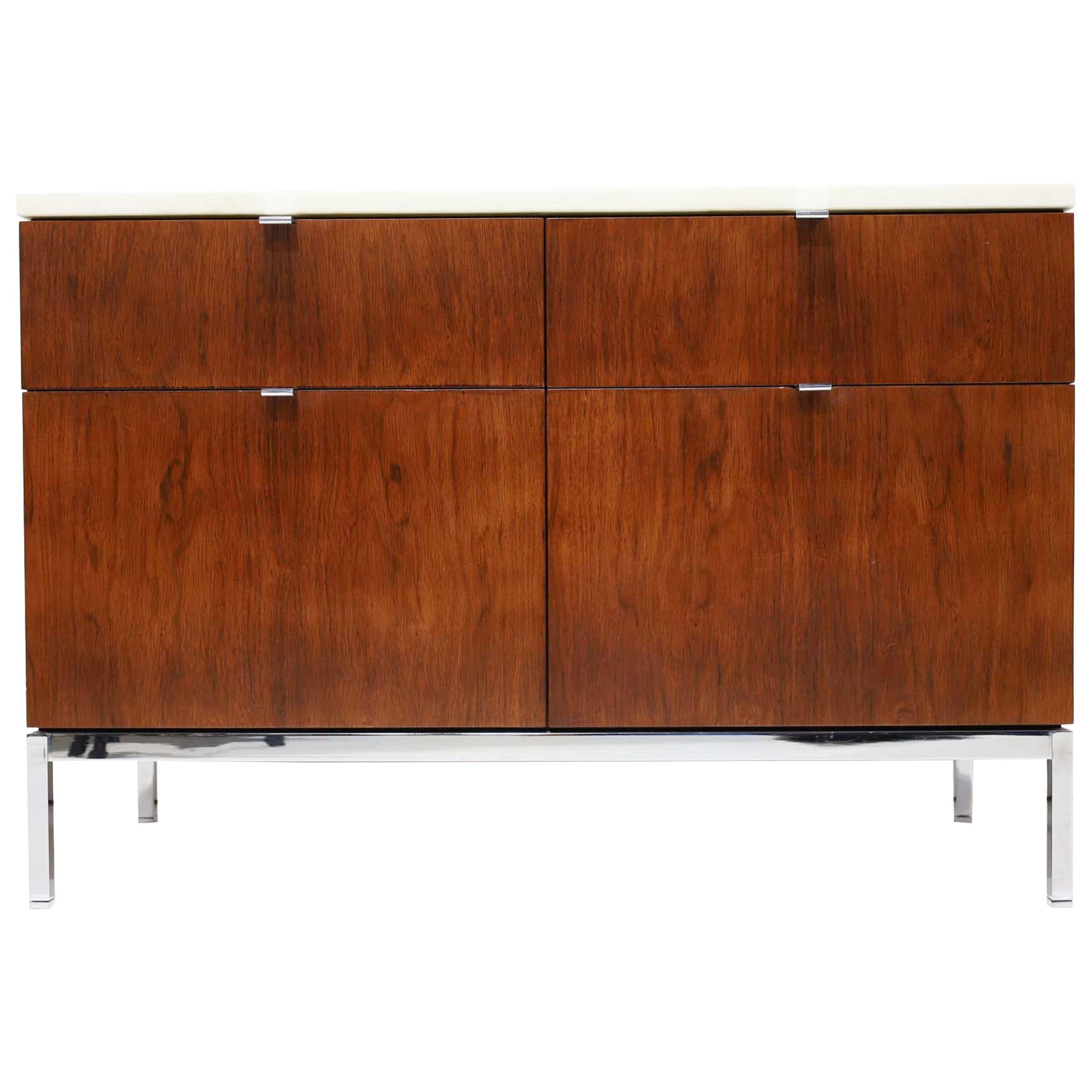 Florence Knoll Two Bay Rosewood Credenza with Calacatta Marble Top