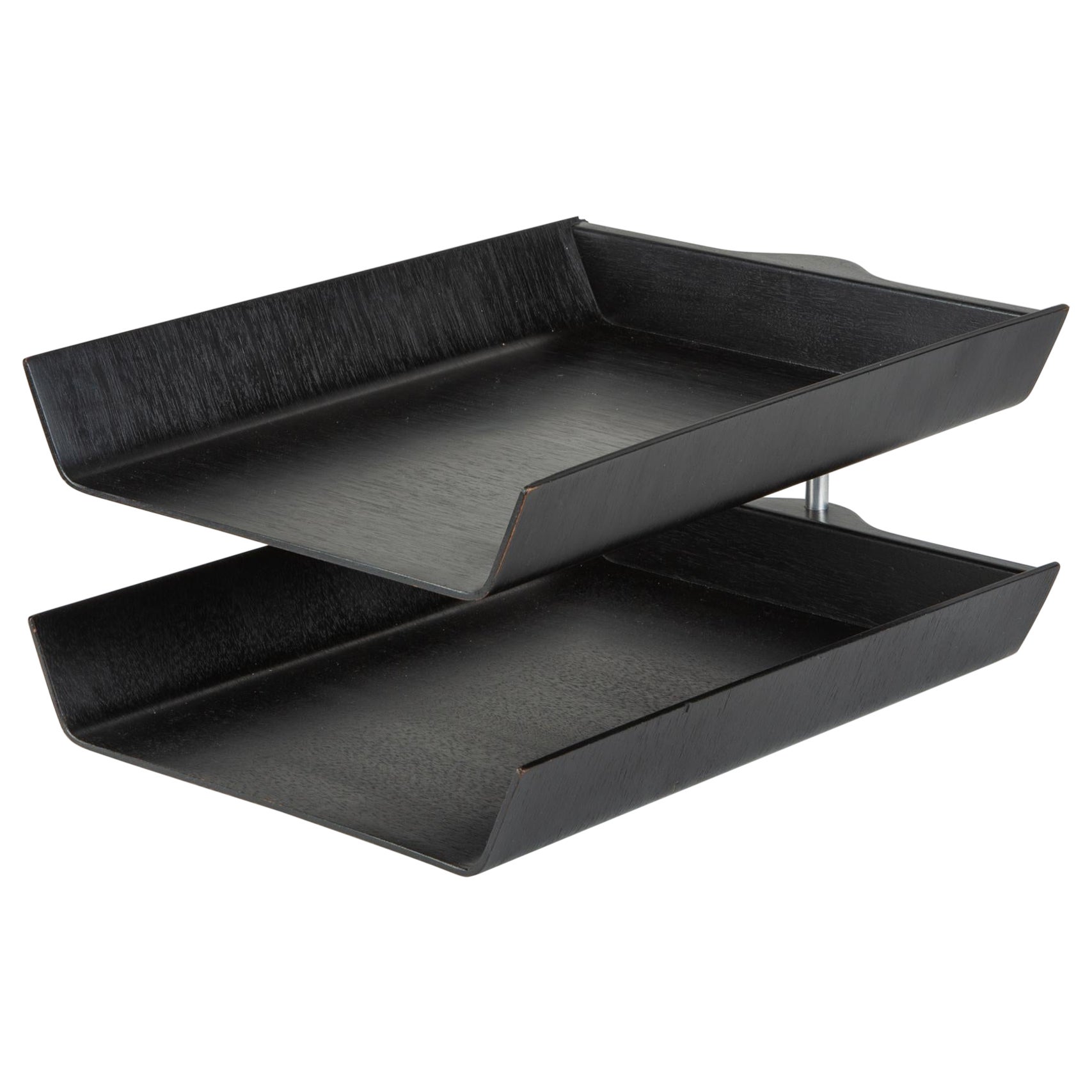Florence Knoll Two-Tier Ebonized Walnut Paper Tray