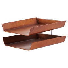 Florence Knoll Two-Tier Maple Paper Tray