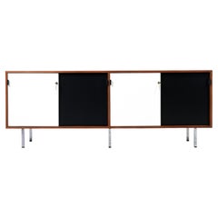 Florence Knoll Two-Tone Lacquered & Walnut Credenza with Leather Pulls
