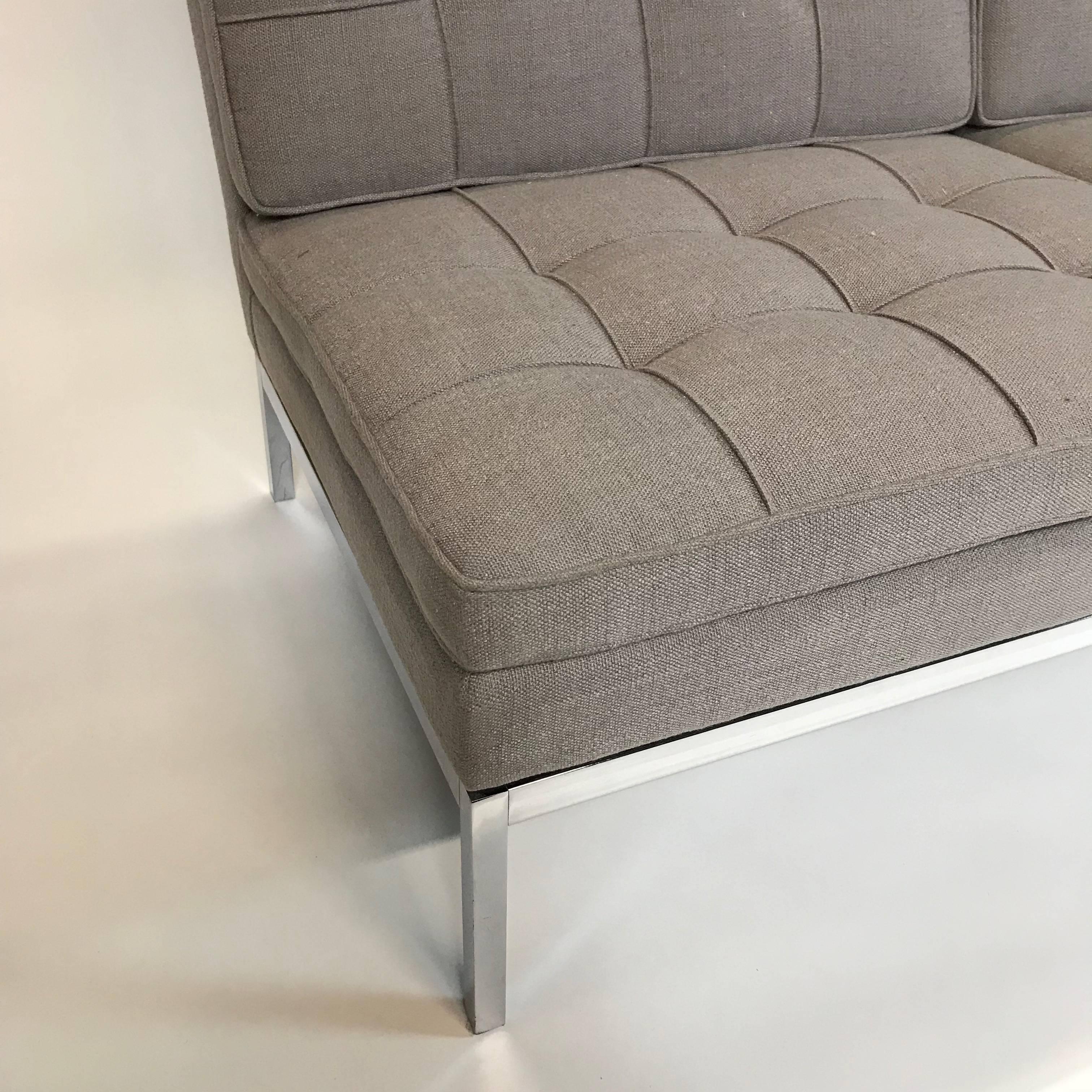 American Florence Knoll Upholstered Three-Seat Armless Sofa