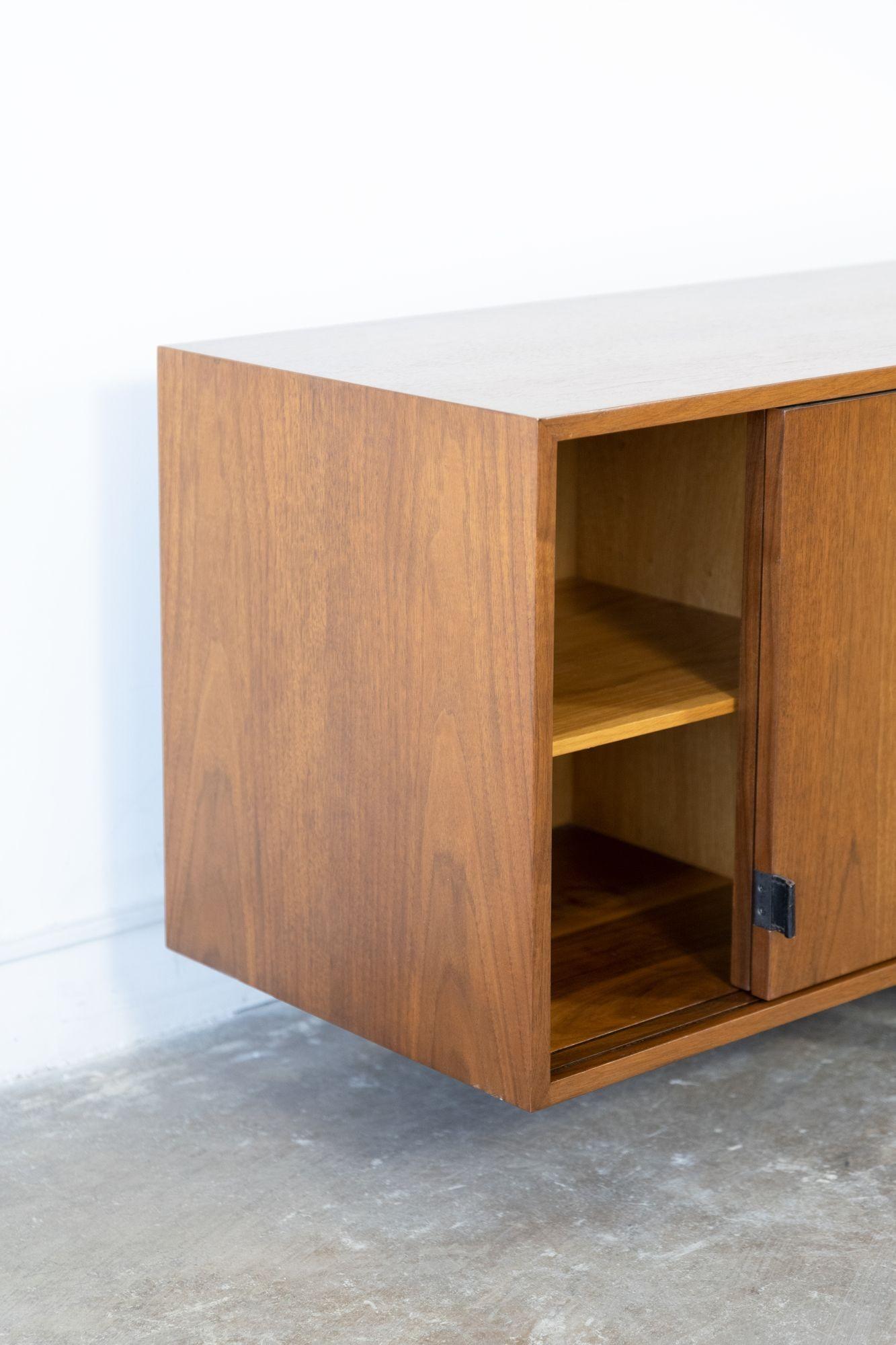 Florence Knoll Wall Mount Cabinet in Walnut with Oak Interior 1960s 1 of 2 3