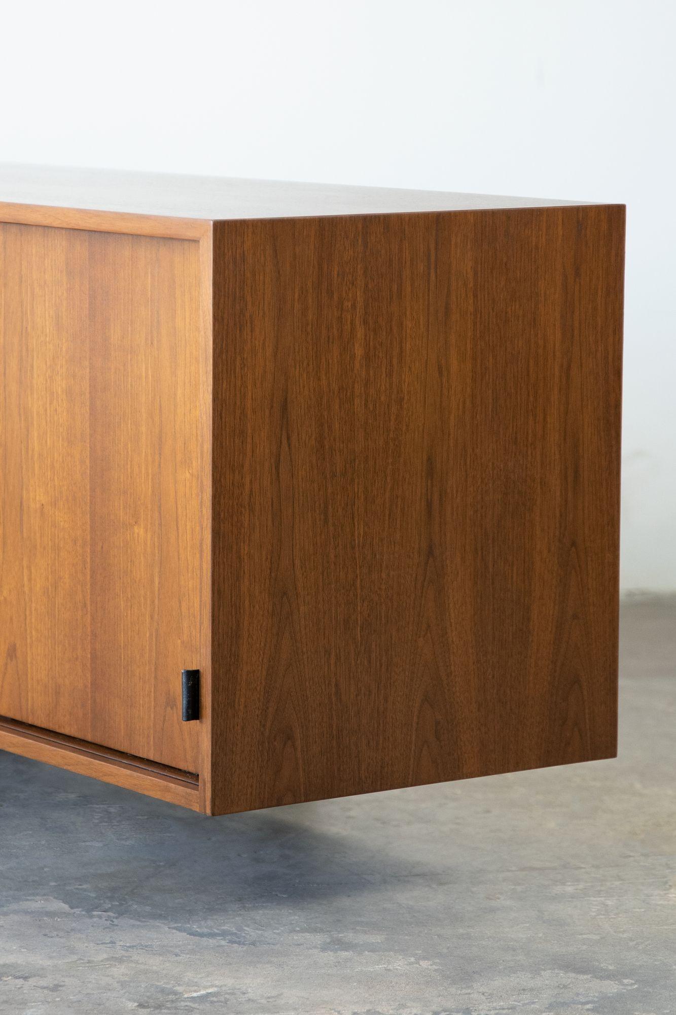 Florence Knoll Wall Mount Cabinet in Walnut with Oak Interior 1960s 1 of 2 4