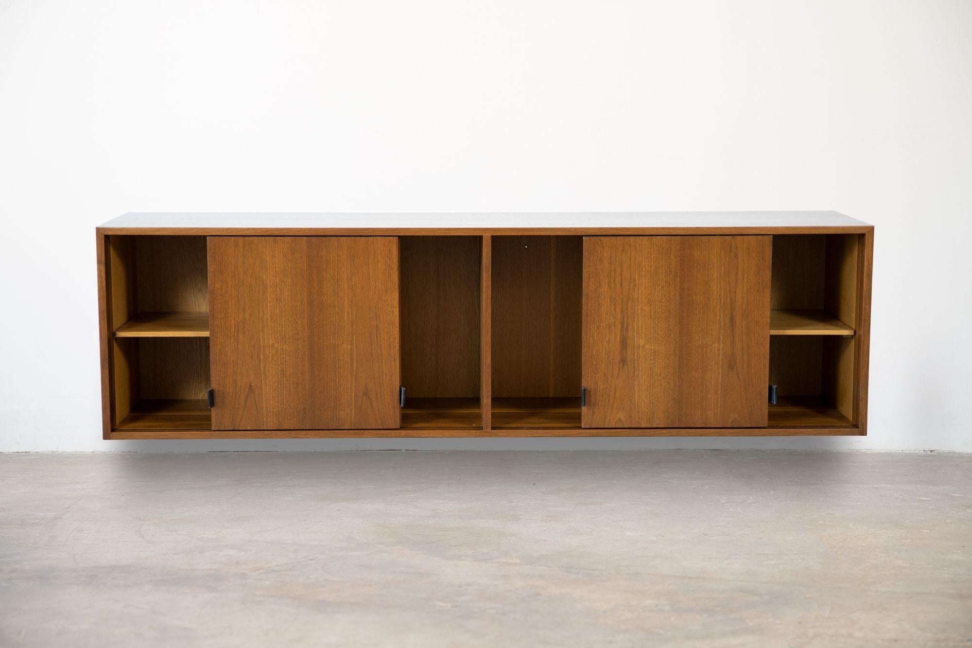 Mid-Century Modern Florence Knoll Wall Mount Cabinet in Walnut with Oak Interior 1960s 1 of 2