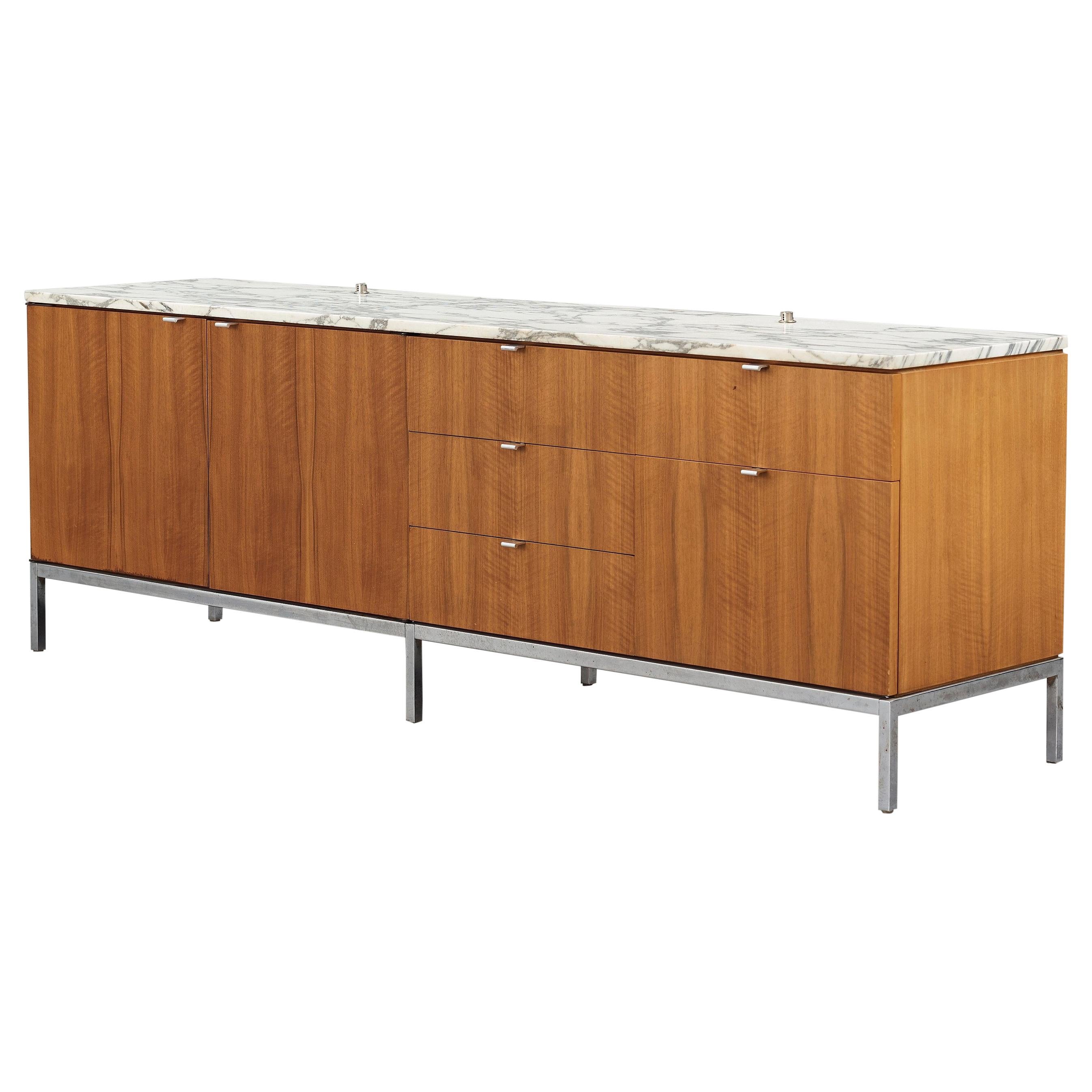 Florence Knoll Walnut and Marble Credenza / Sideboard, by Nordiska Sweden, 1966