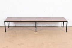 Florence Knoll Walnut and Steel Extra Long Coffee Table or Bench, Refinished
