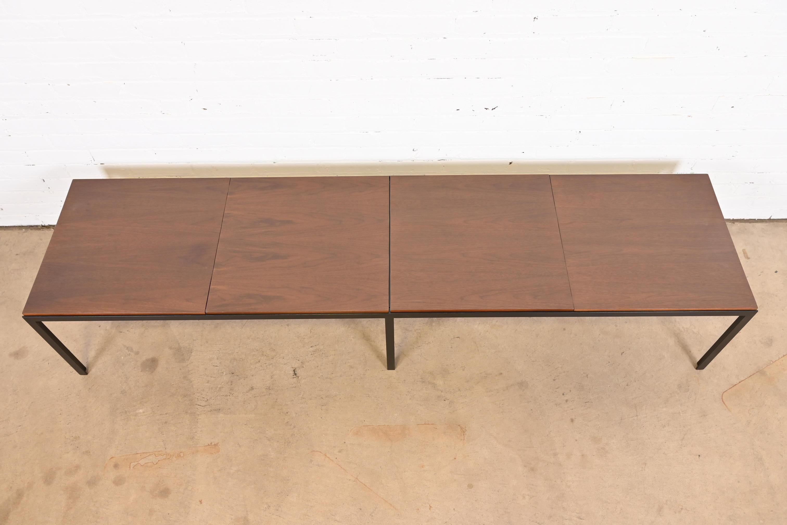 Florence Knoll Walnut and Steel Extra Long Coffee Table or Bench, Refinished 1