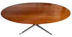 Florence Knoll Walnut & Chrome Oval Dining Conference Table
