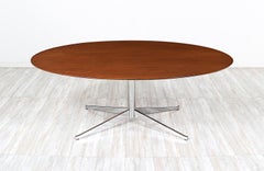Florence Knoll Walnut & Chrome Oval Dining Table or Desk for Knoll Inc.