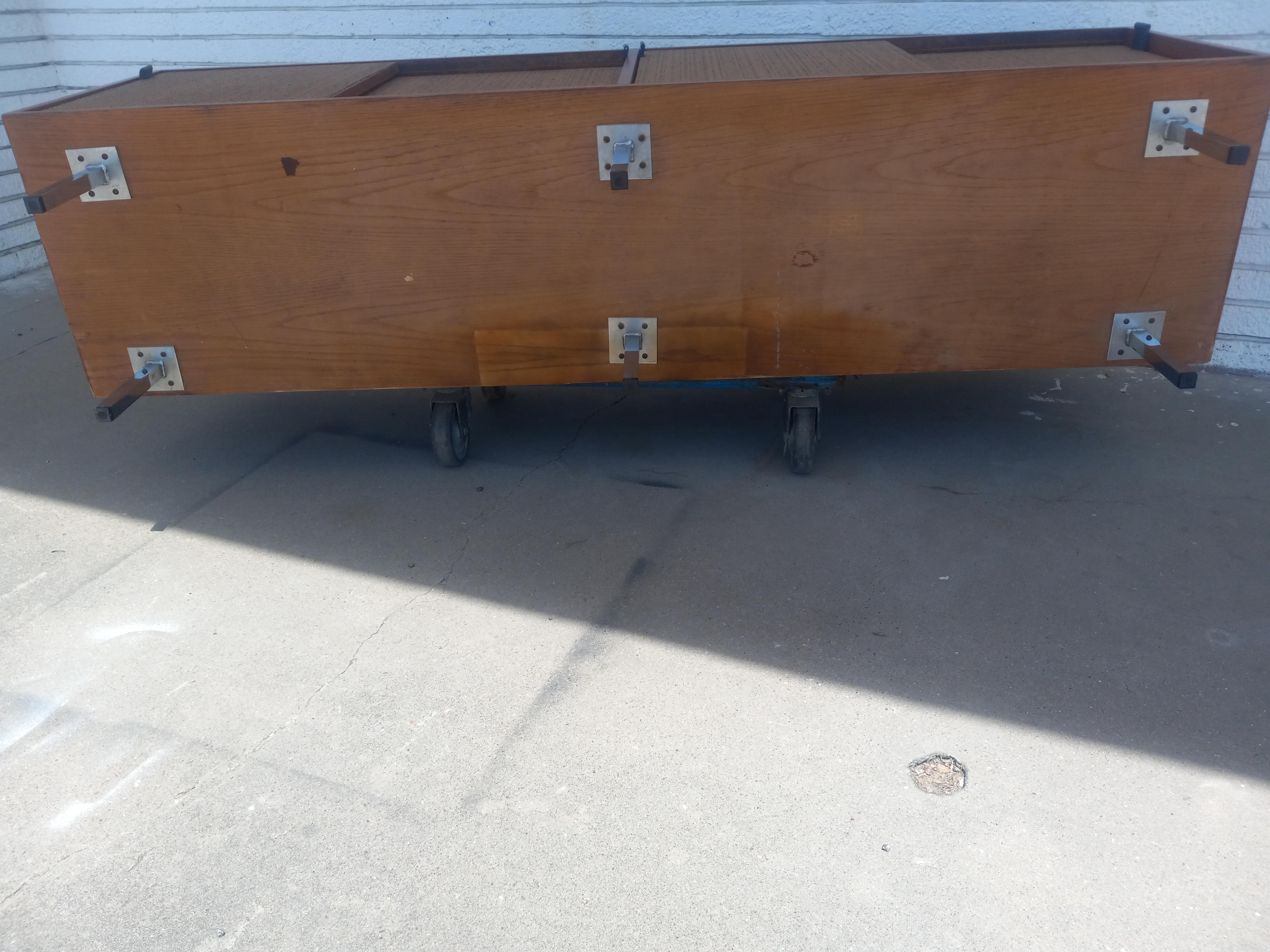 Florence Knoll Walnut Credenza cane doors w Leather Pulls 5