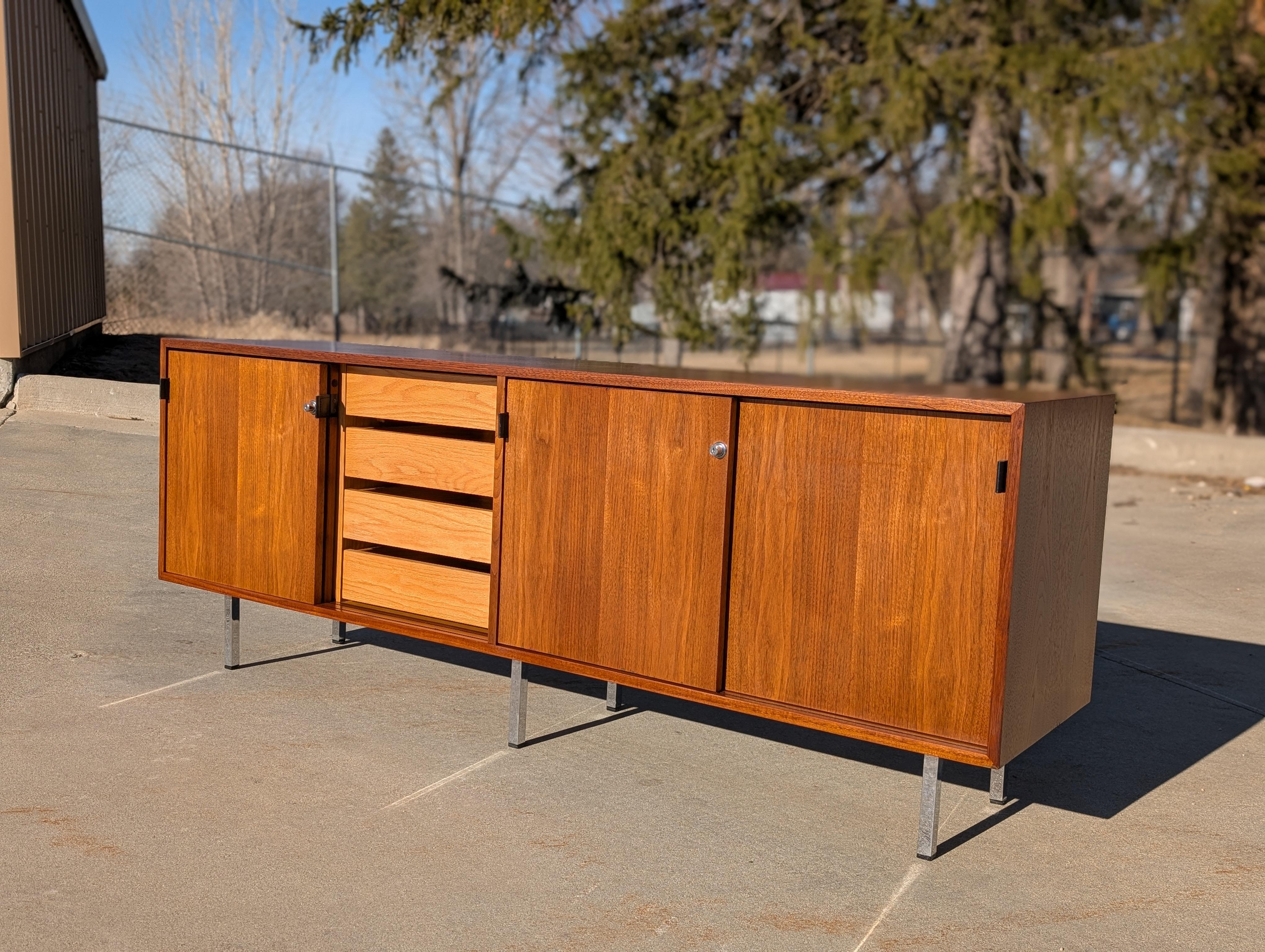 Late 20th Century Florence Knoll Walnut Credenza For Sale