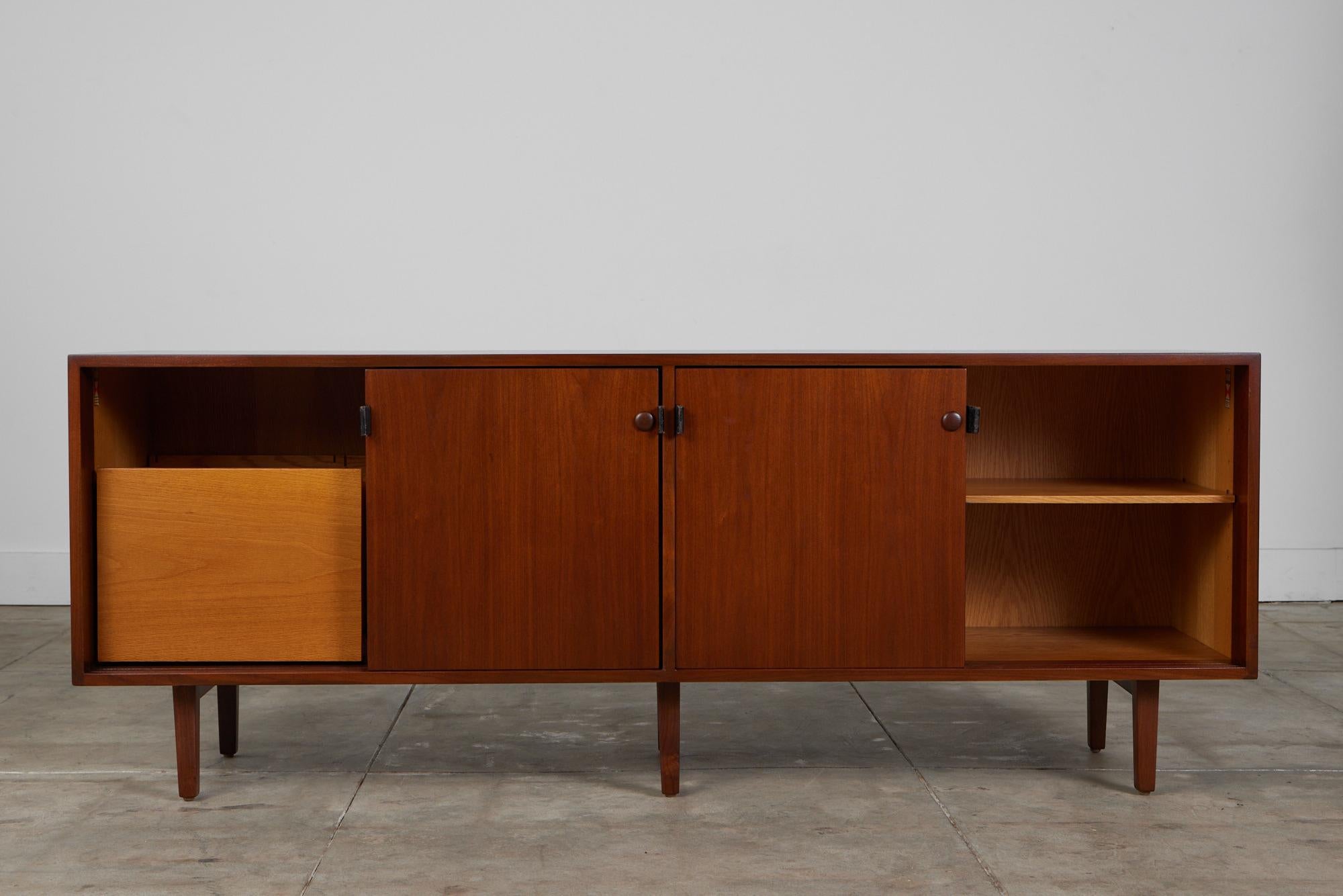 Leather Florence Knoll Walnut Credenza