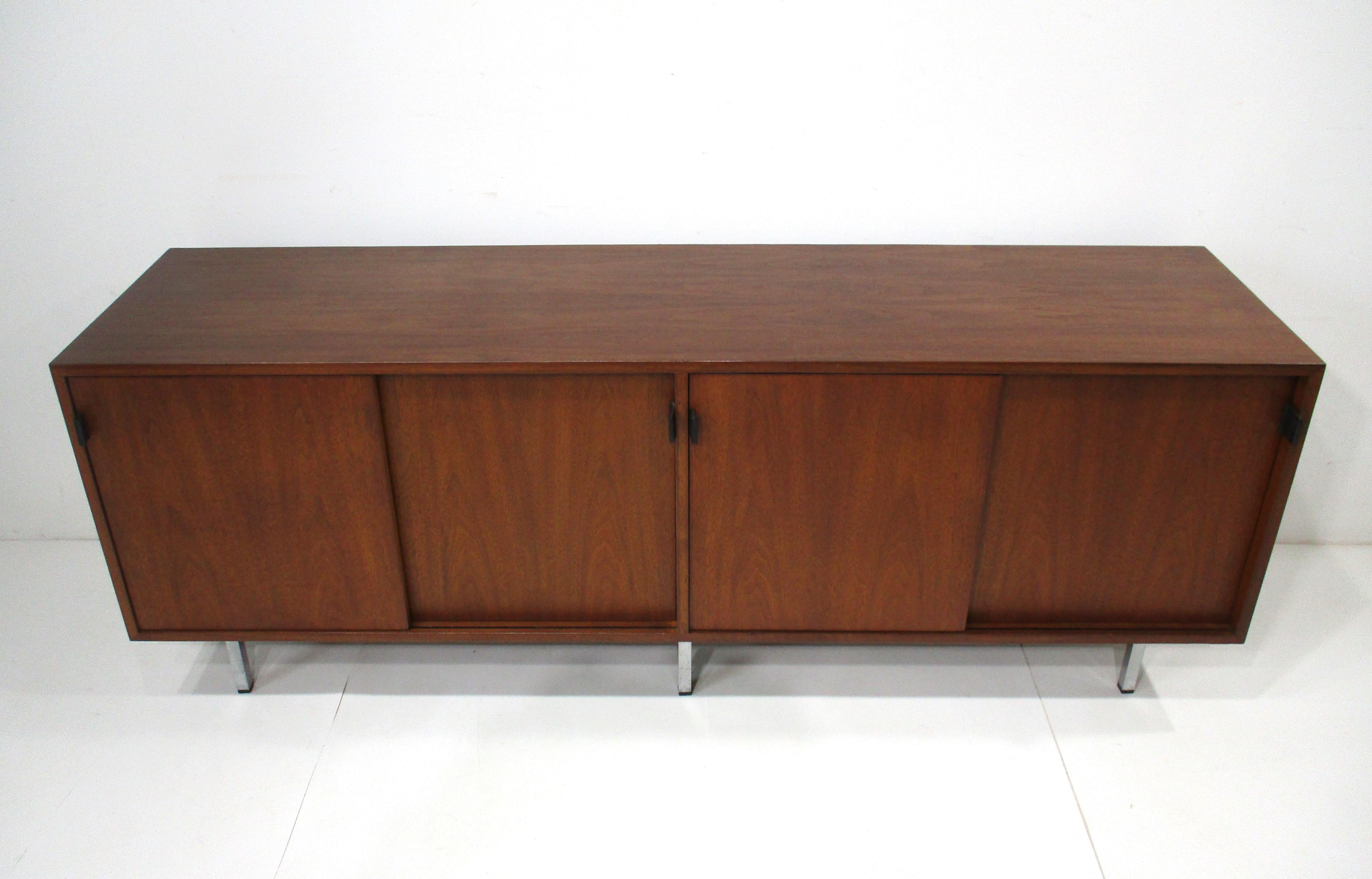 Florence Knoll Walnut Credenza / Sideboard for Knoll 9