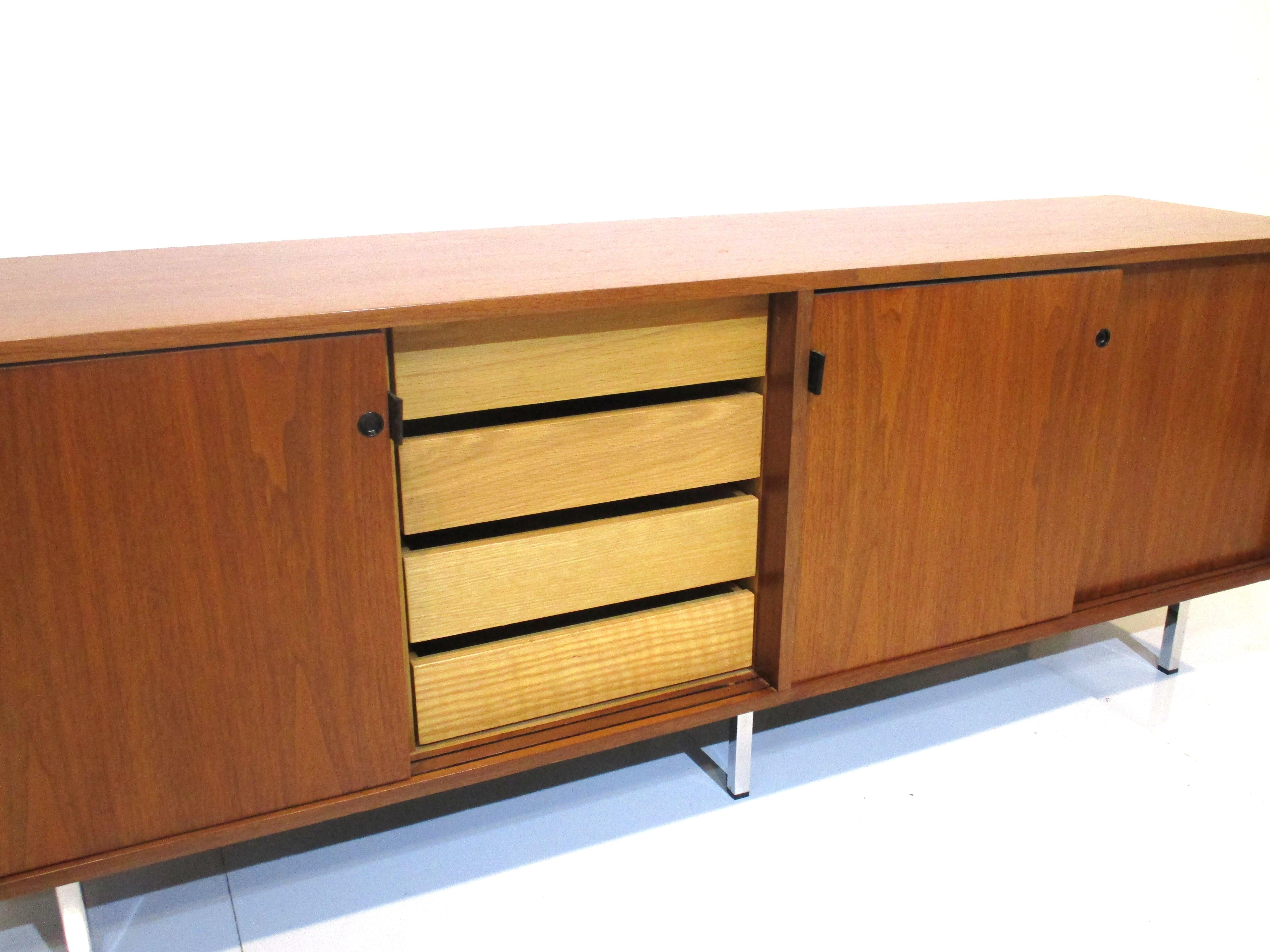 20th Century Florence Knoll Walnut Credenza / Sideboard for Knoll