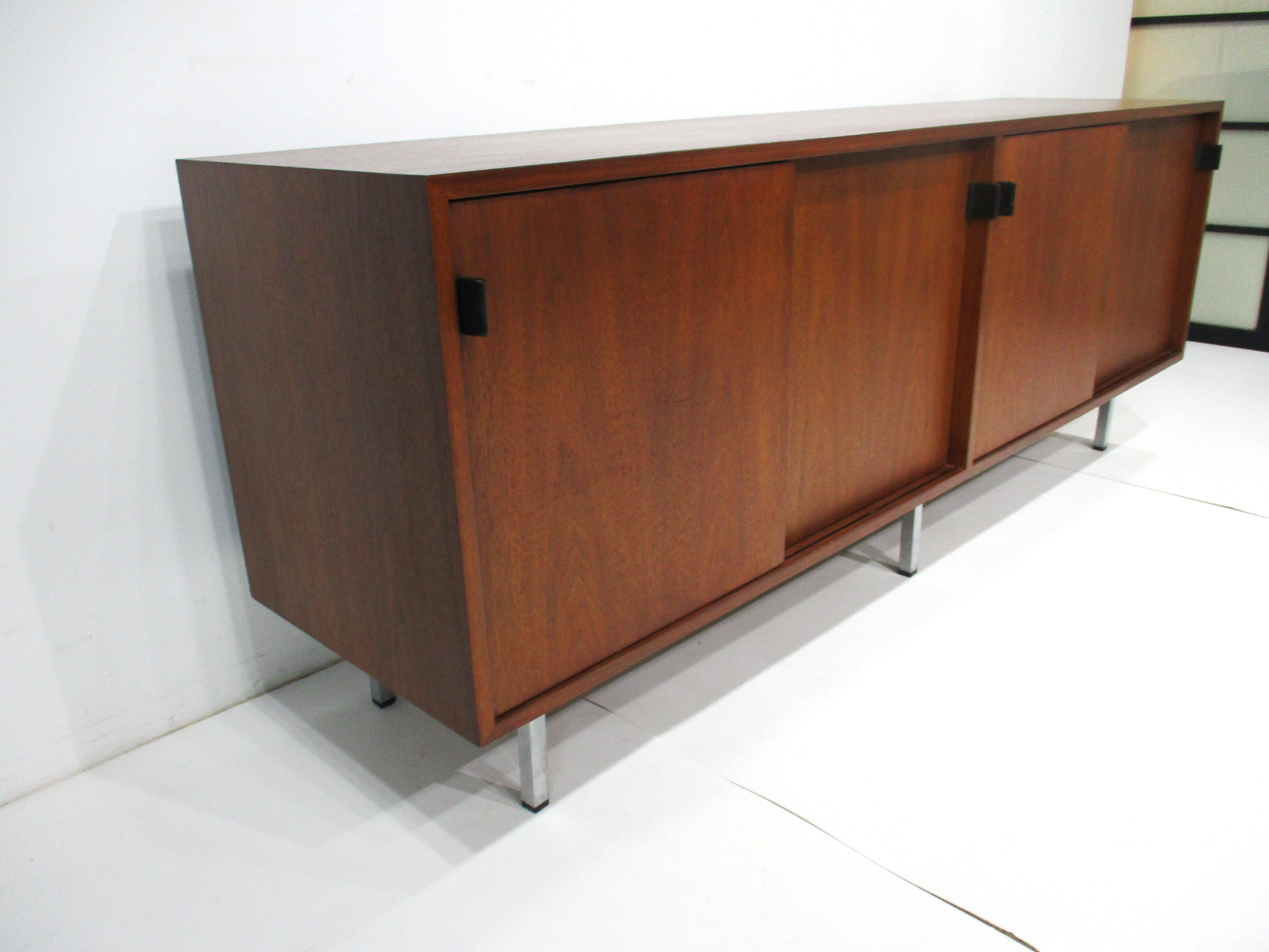 20th Century Florence Knoll Walnut Credenza / Sideboard for Knoll