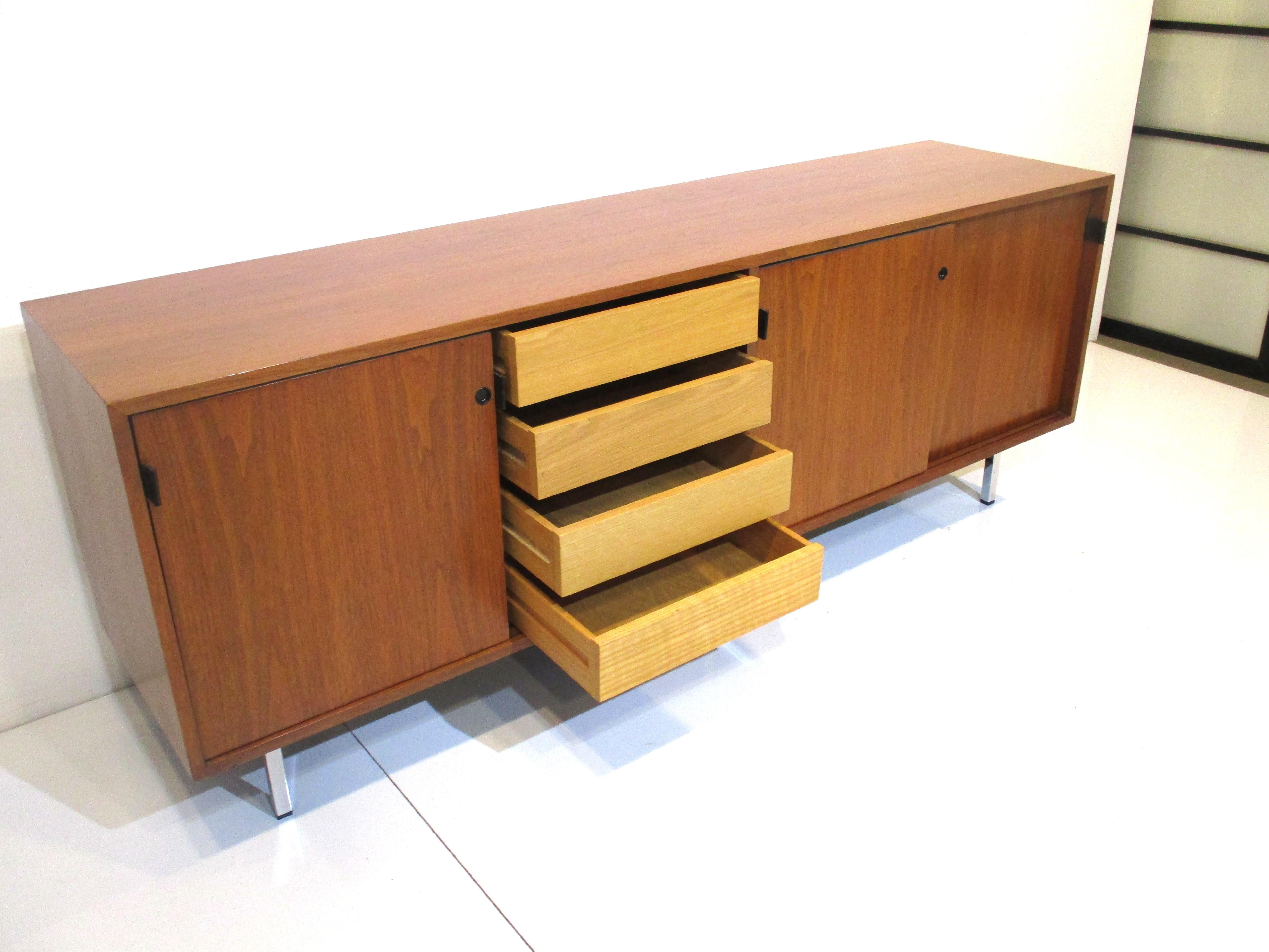 Florence Knoll Walnut Credenza / Sideboard for Knoll 1