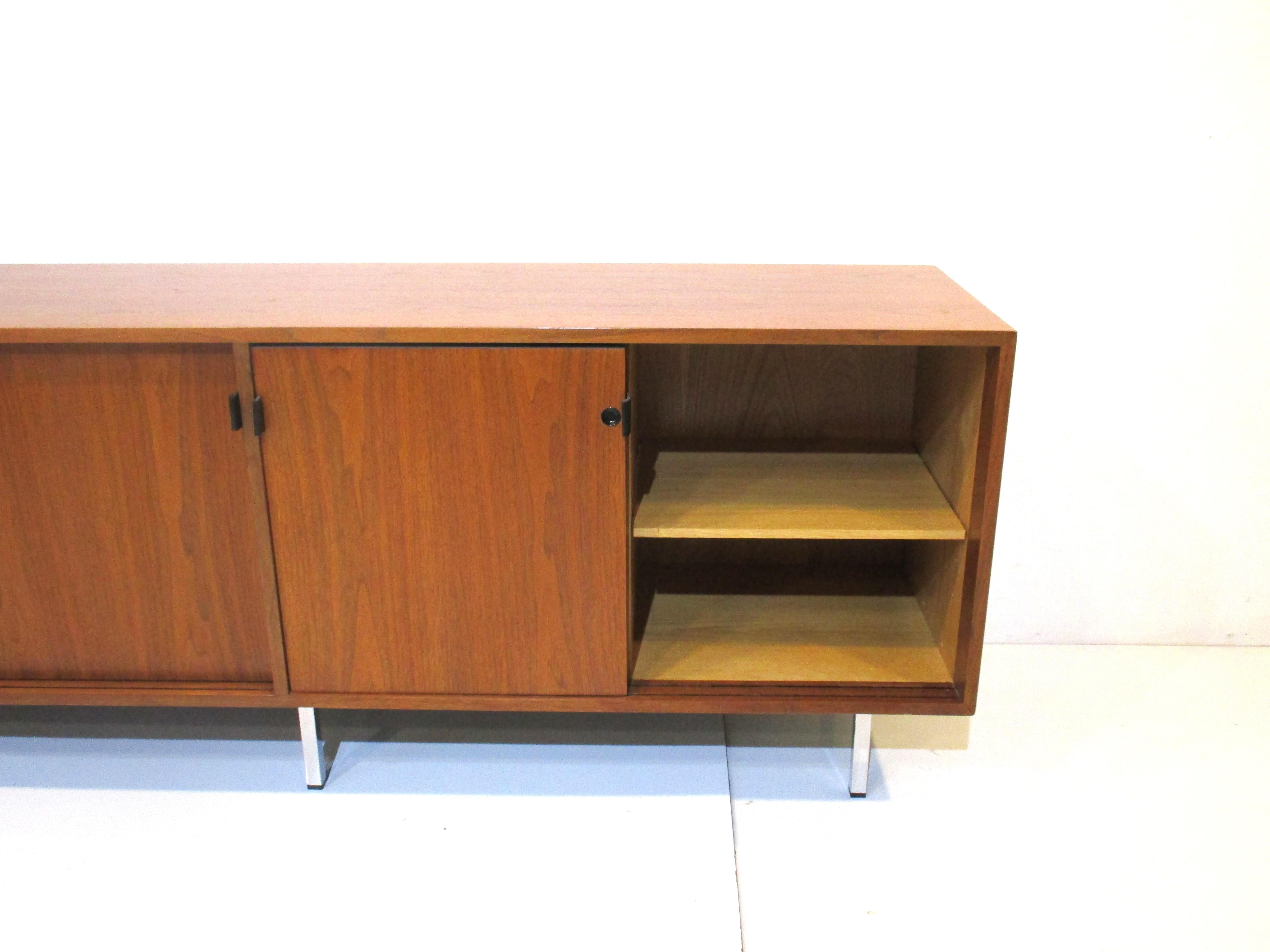 Florence Knoll Walnut Credenza / Sideboard for Knoll 3