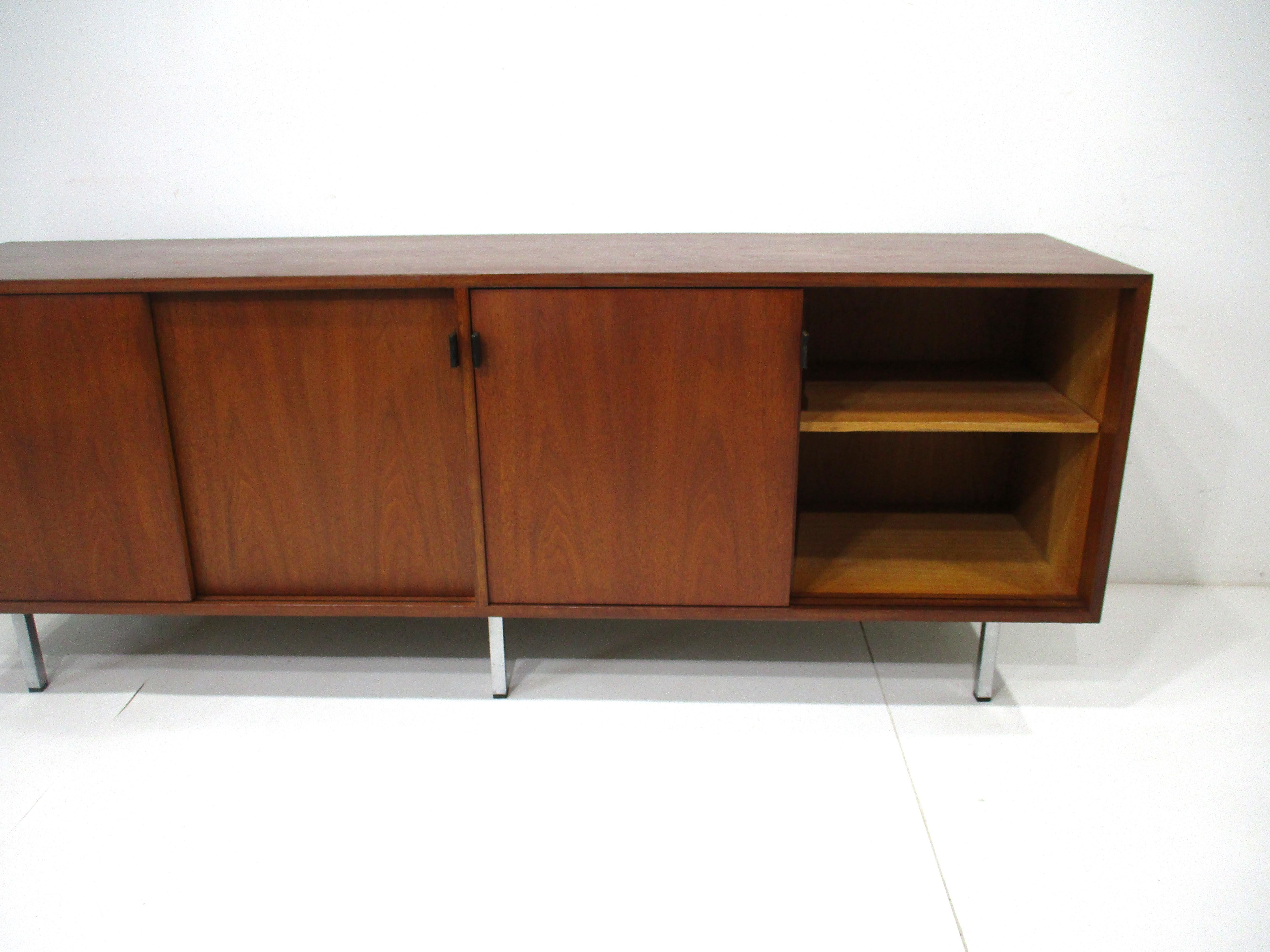 Florence Knoll Walnut Credenza / Sideboard for Knoll 3