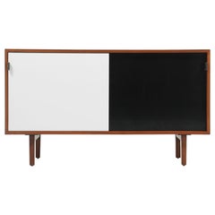 Florence Knoll Walnut Credenza with Lacquered Doors