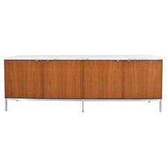 Florence Knoll Walnut Credenza with Marble Top