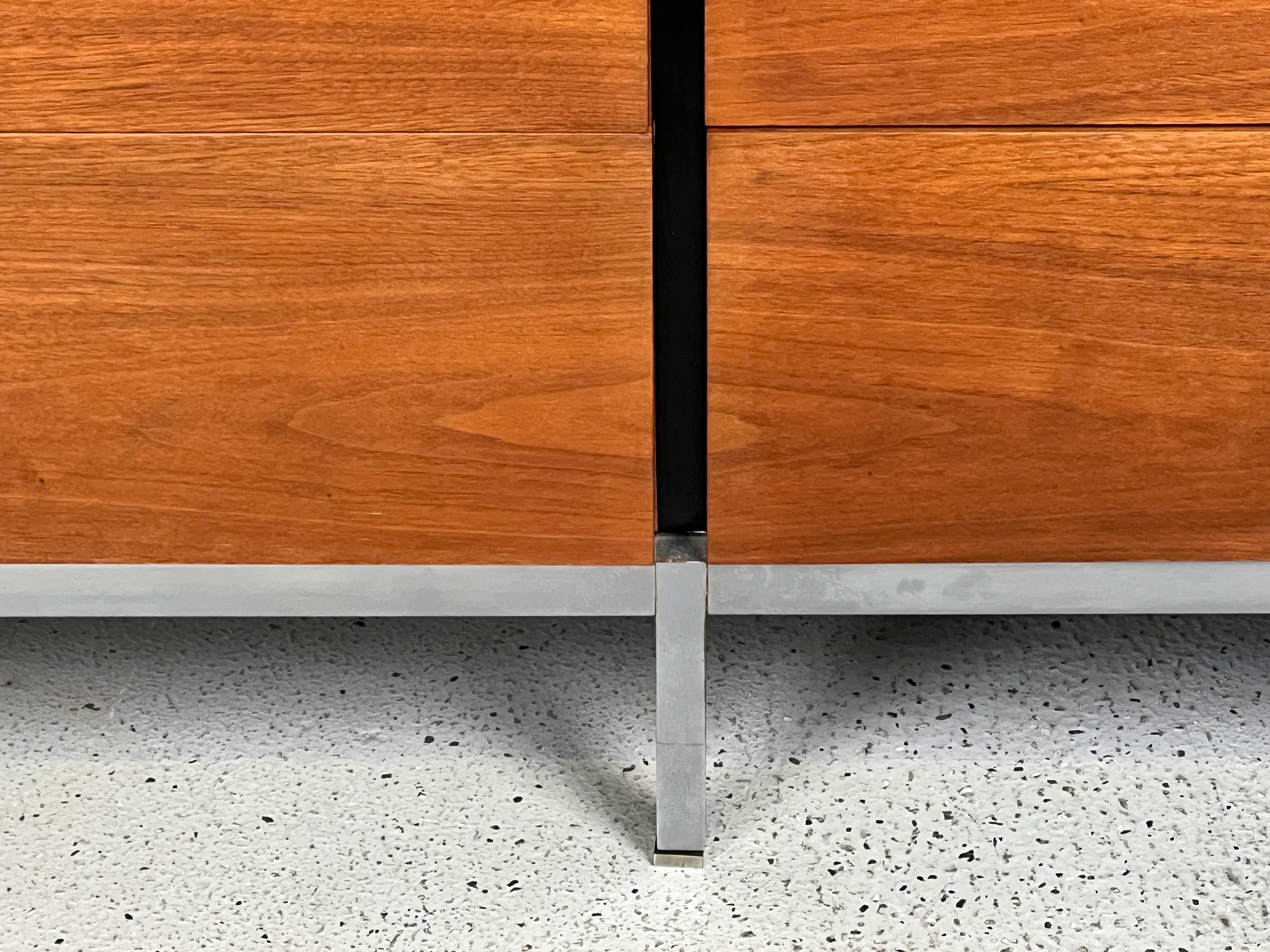 Florence Knoll Walnut Dresser with Travertine Top For Sale 7