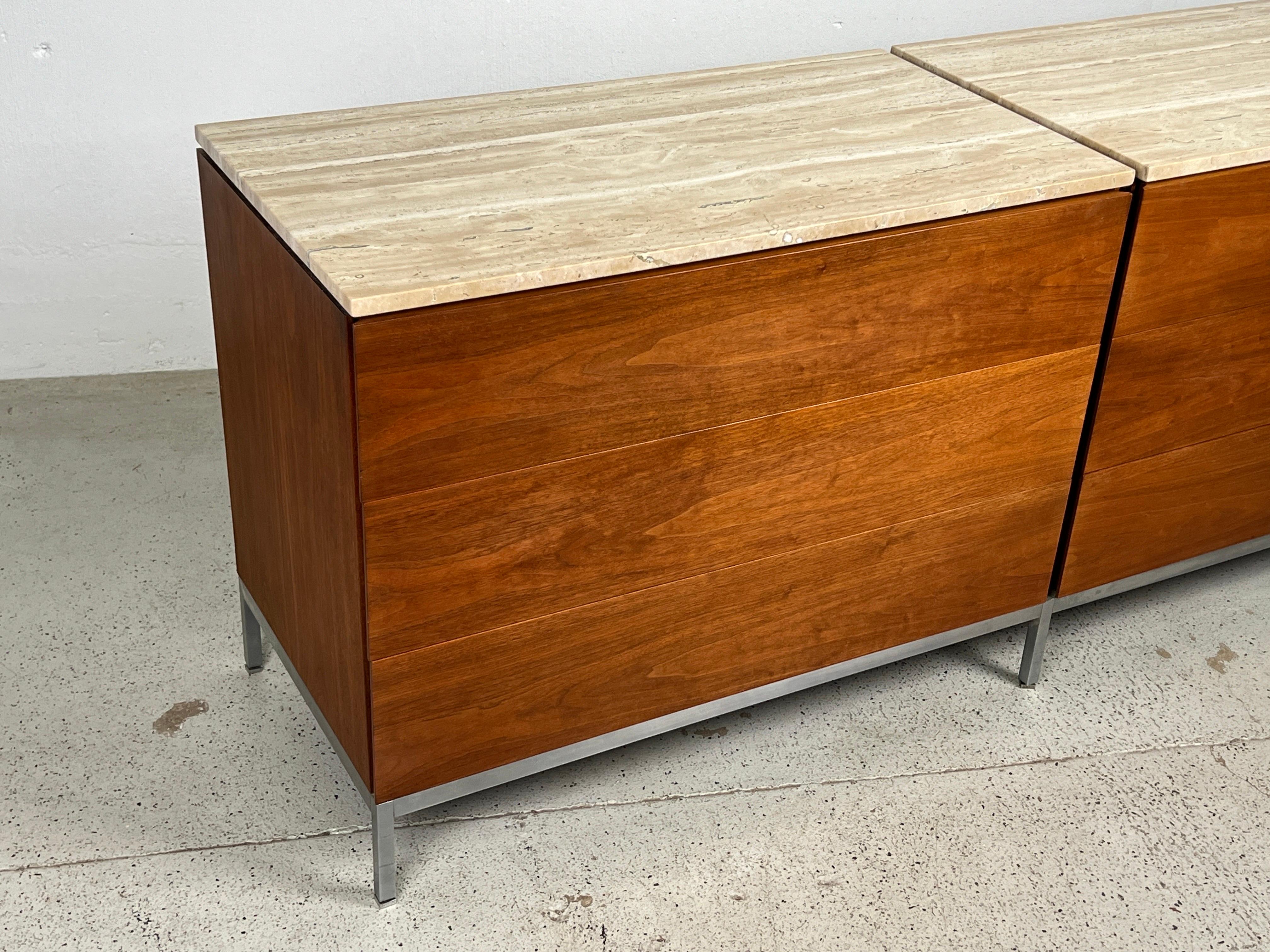 Florence Knoll Walnut Dresser with Travertine Top For Sale 10