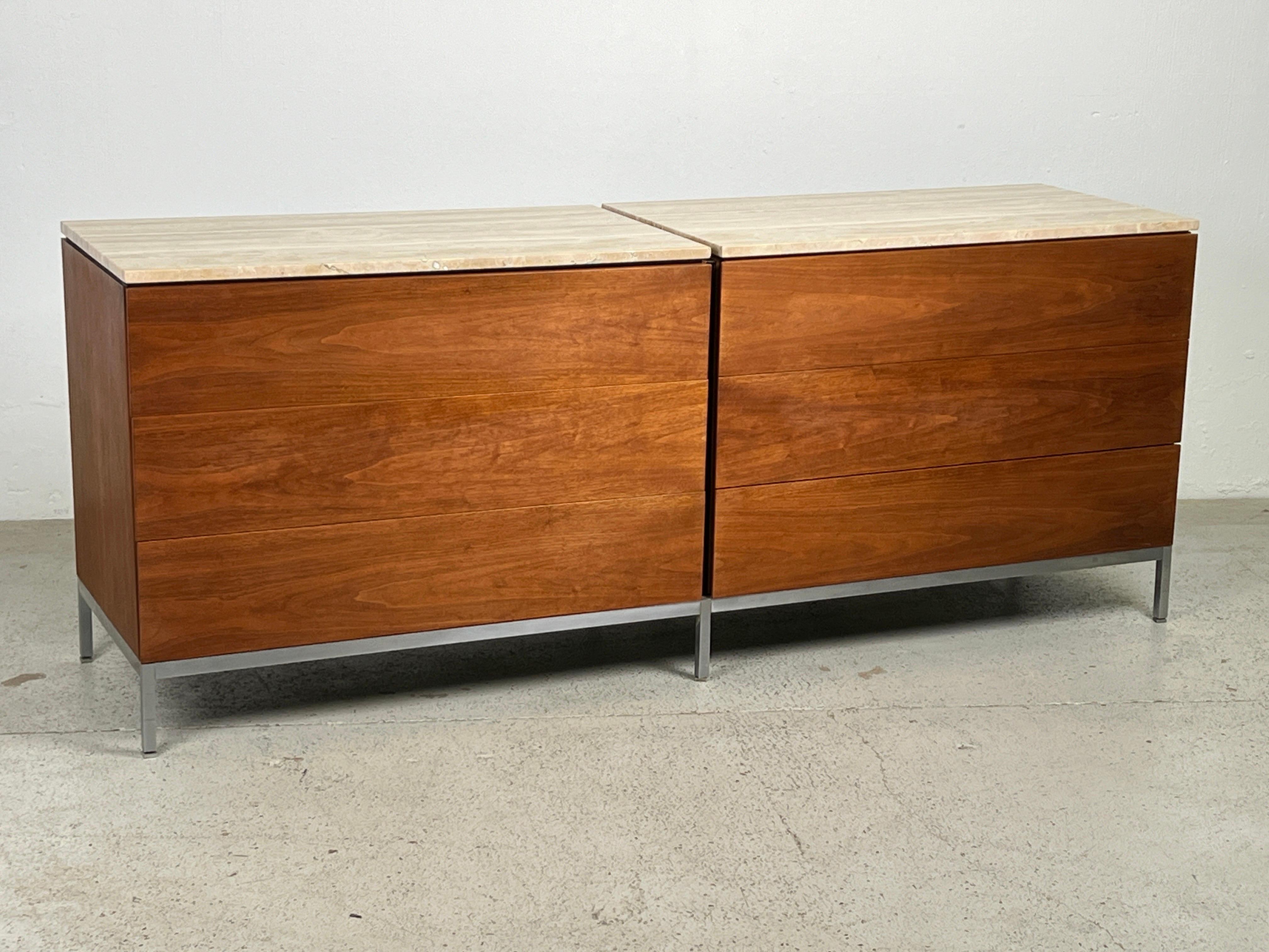 Florence Knoll Walnut Dresser with Travertine Top For Sale 12
