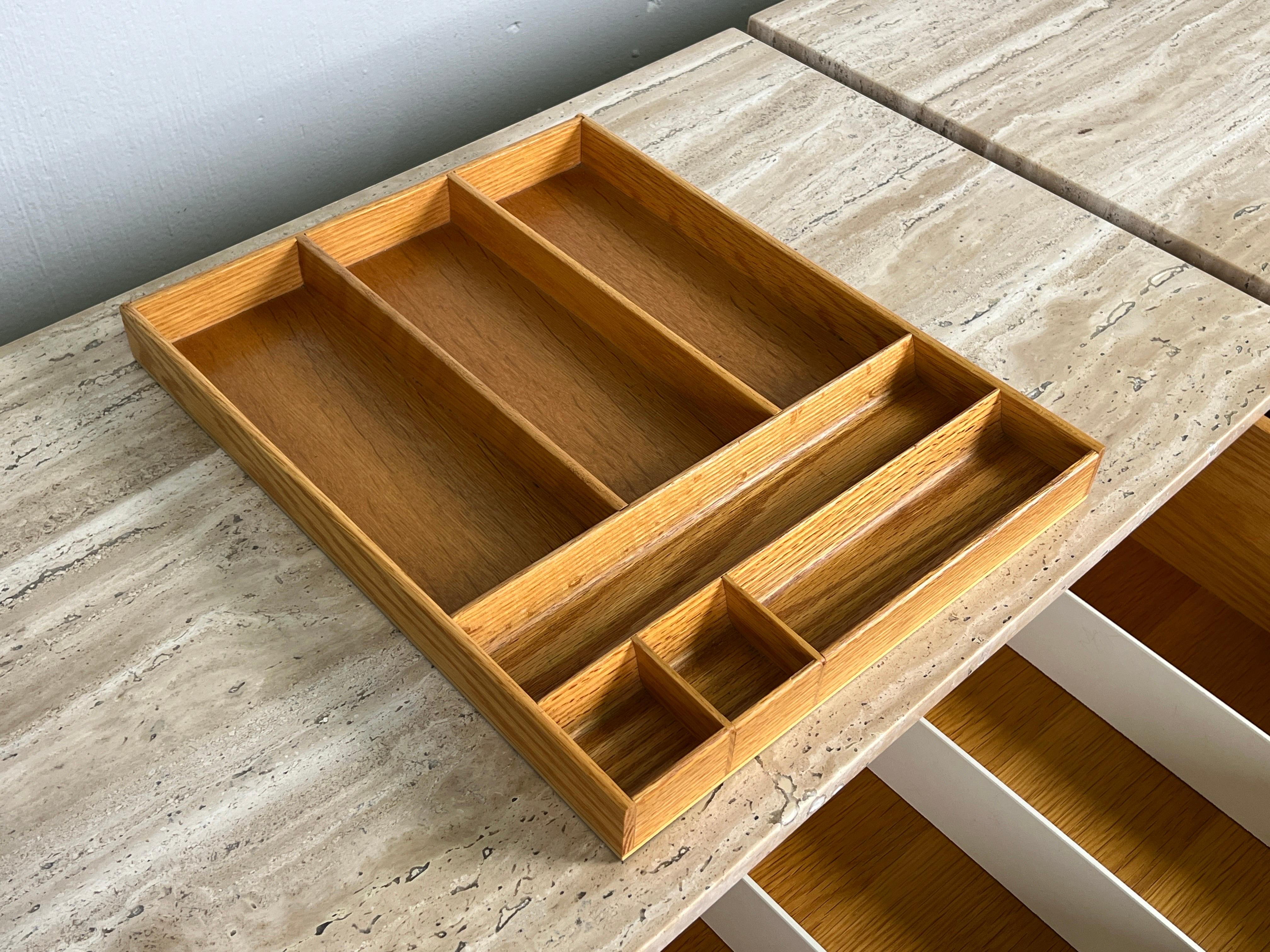 Florence Knoll Walnut Dresser with Travertine Top For Sale 5