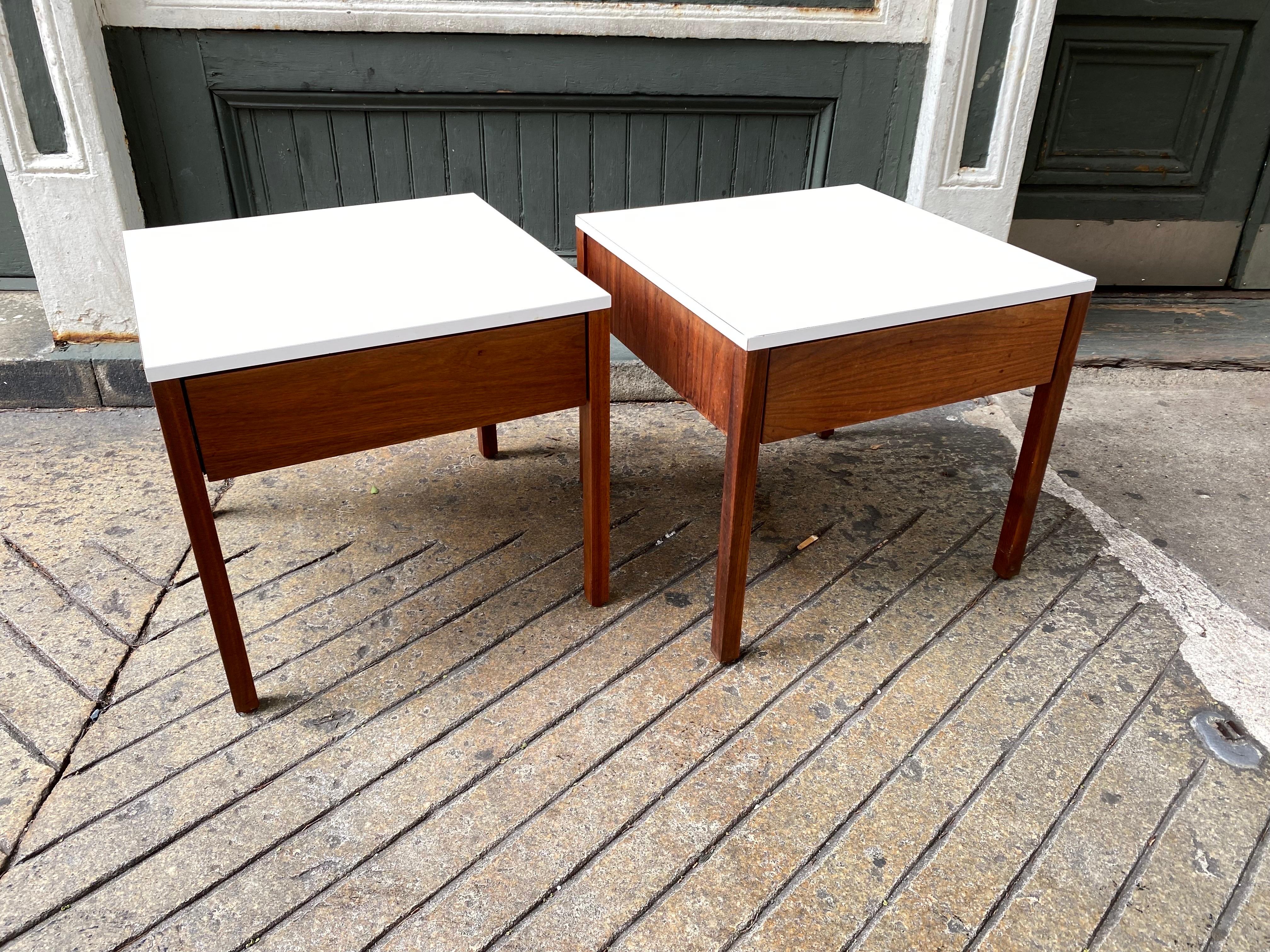 Florence Knoll Walnut Dresser with White Formica Top, 2 Available 2