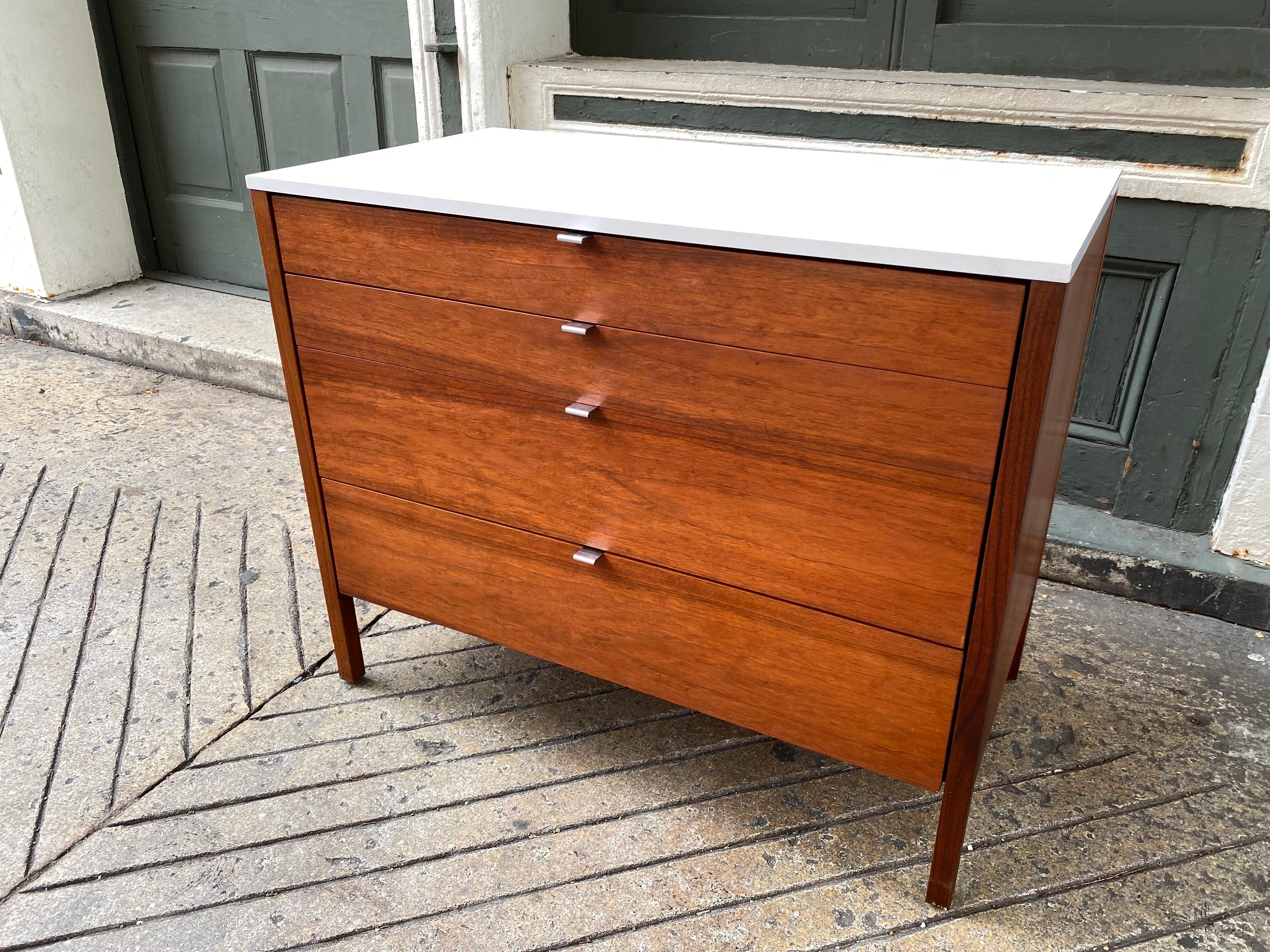 Mid-20th Century Florence Knoll Walnut Dresser with White Formica Top, 2 Available