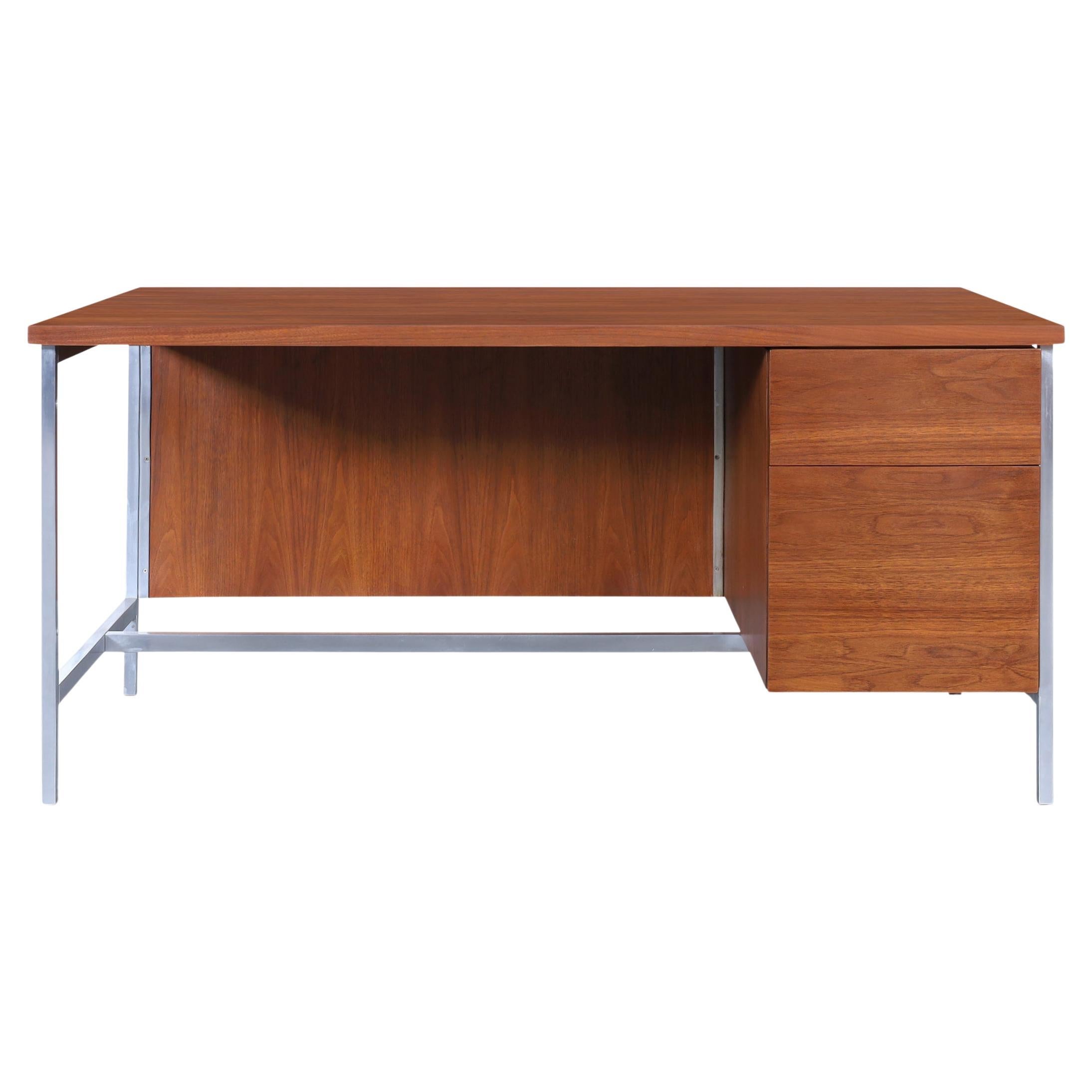 Florence Knoll Walnut Executive Desk for Knoll Associates