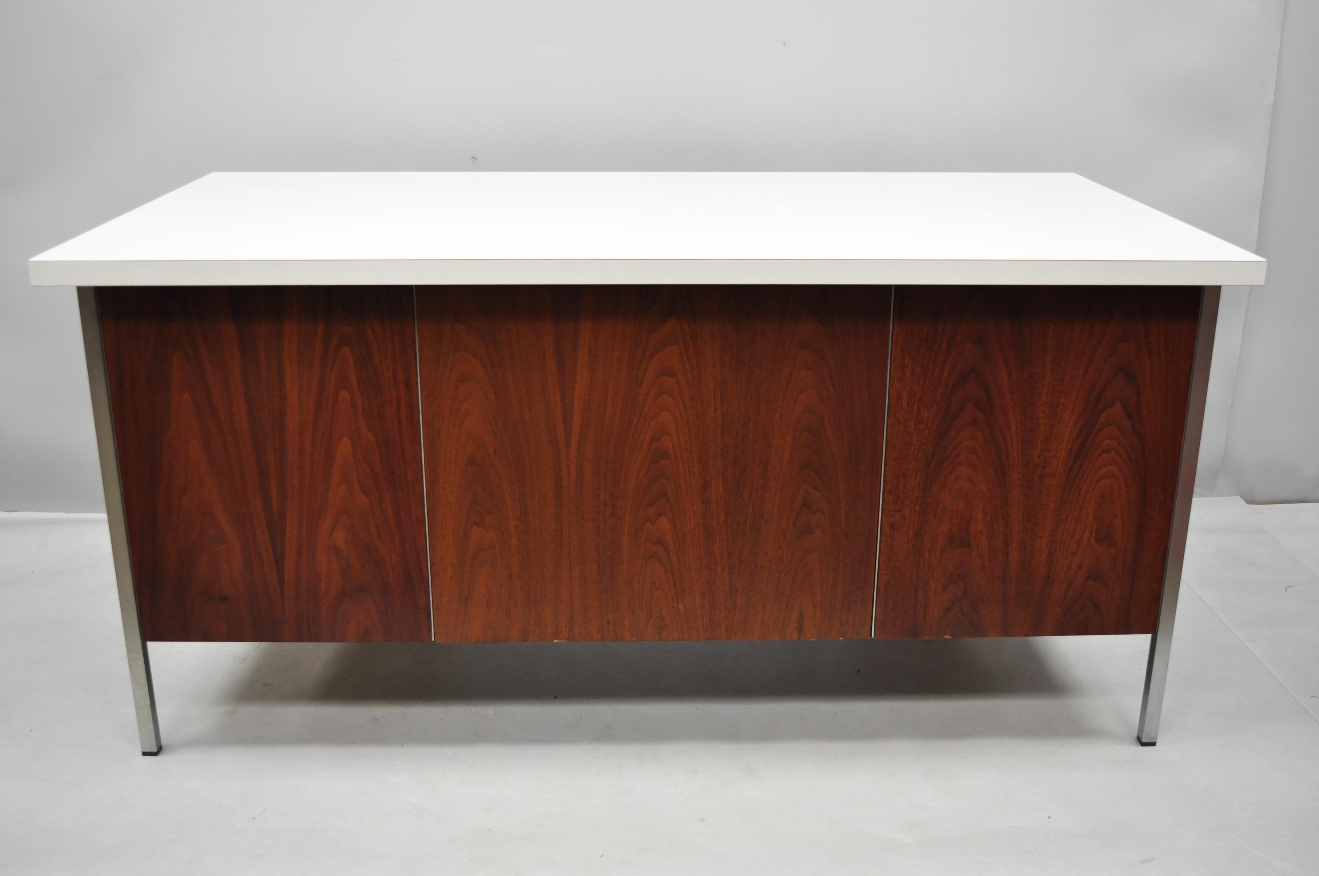 American Florence Knoll Walnut Executive Desk with Laminate Top