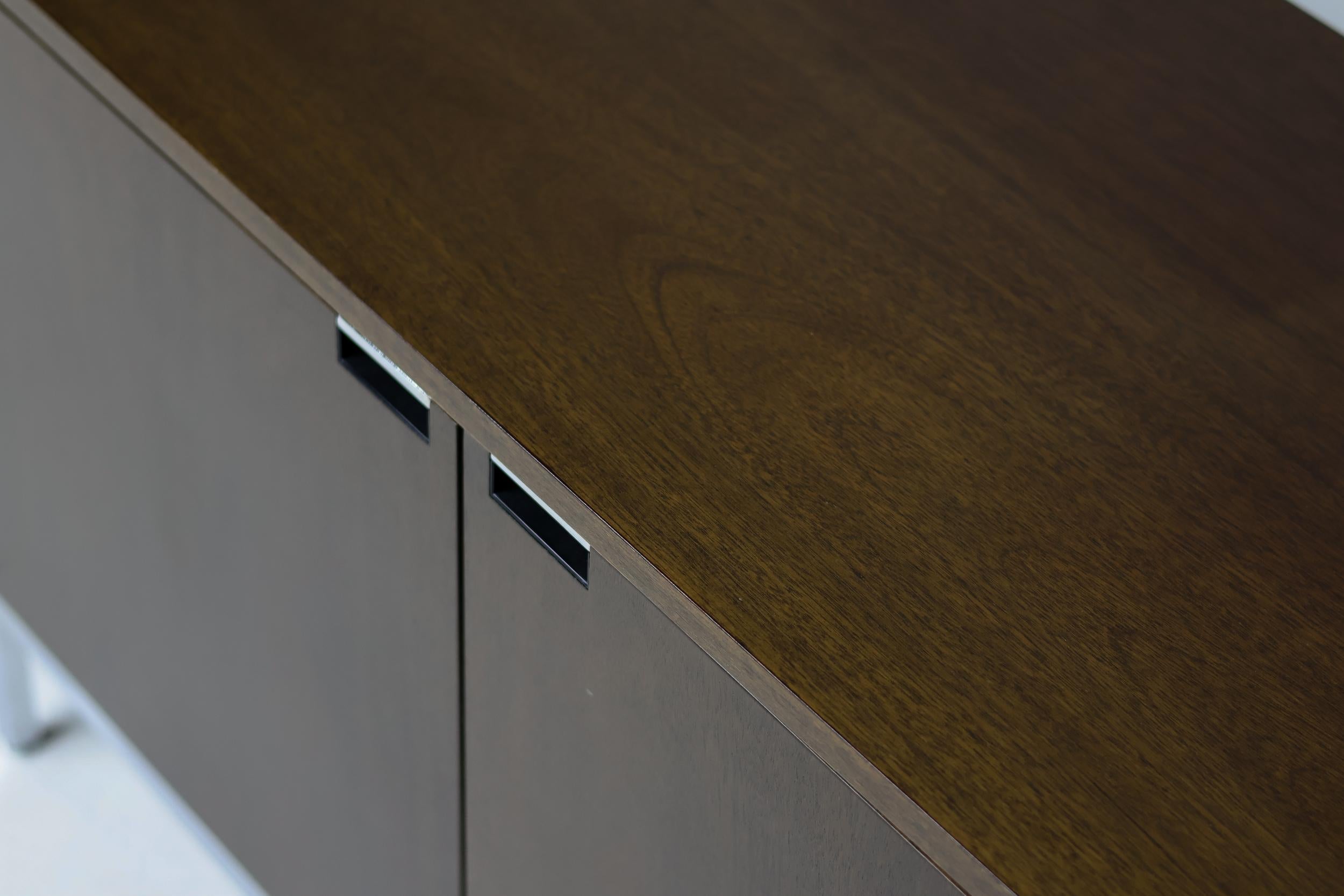 Steel Florence Knoll Walnut Sideboard Mid Century Modern Executive Boardroom Storage For Sale