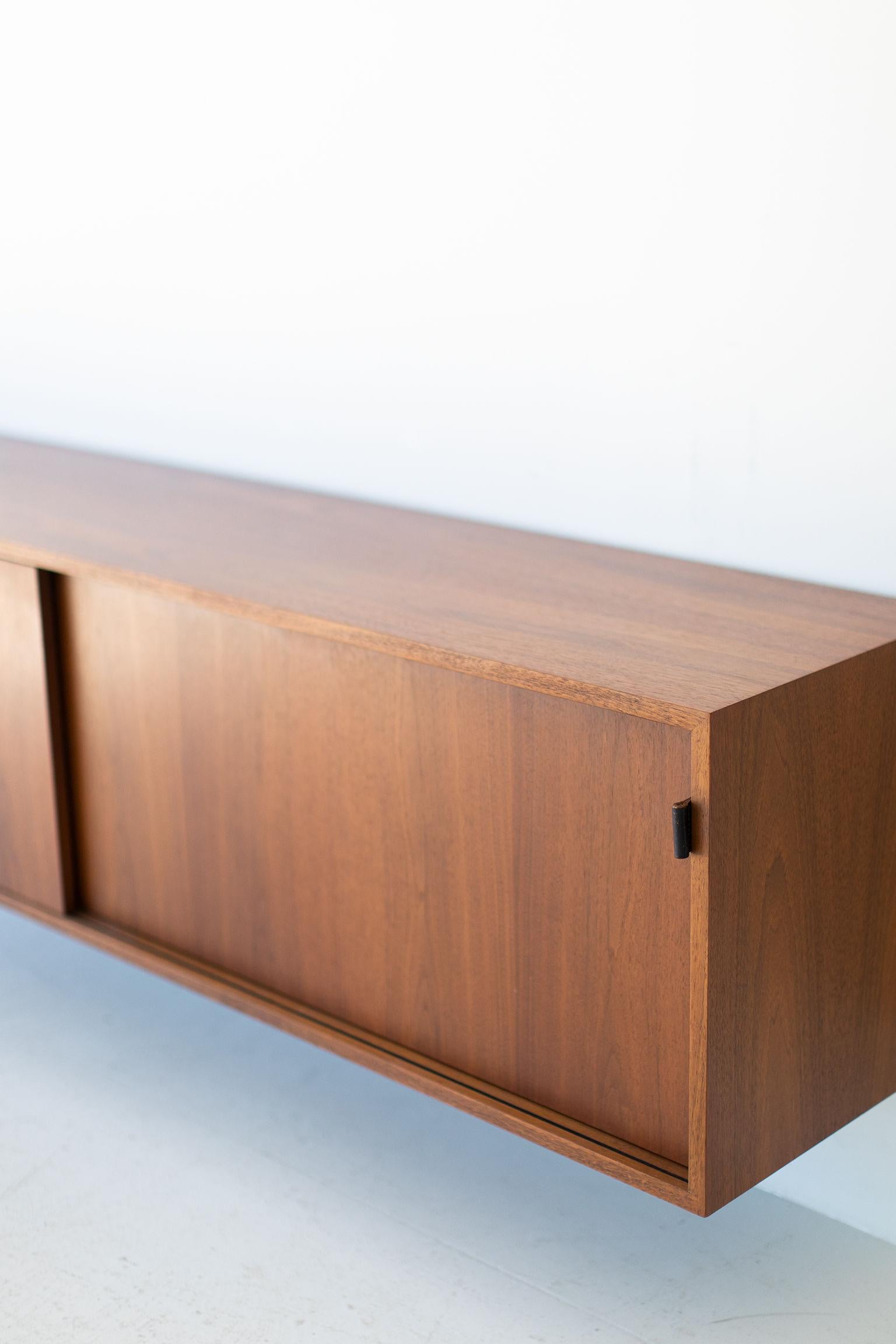 Mid-Century Modern Florence Knoll Walnut Floating Credenza for Knoll Inc.
