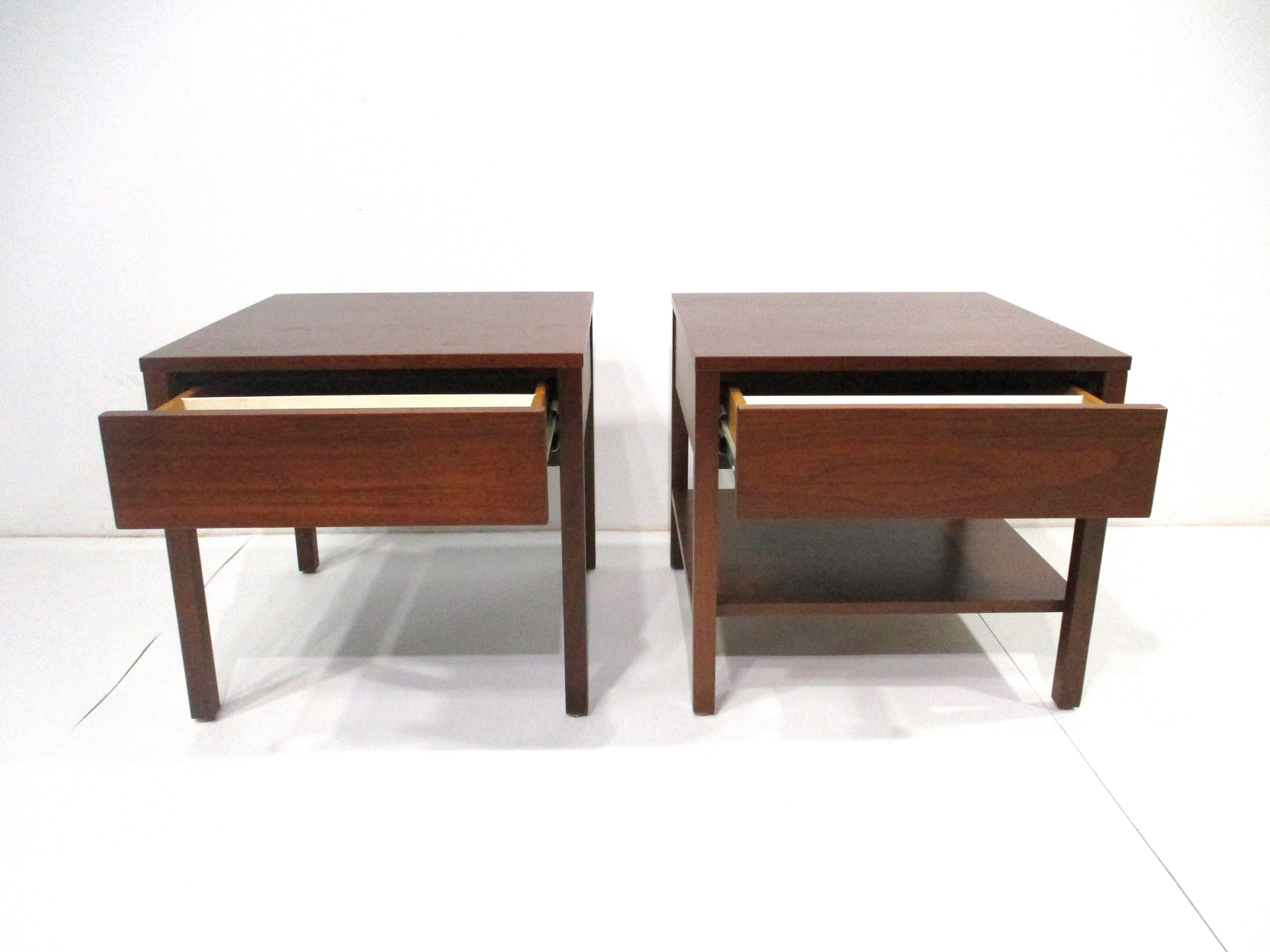 20th Century Florence Knoll Walnut Nightstands for Knoll  For Sale