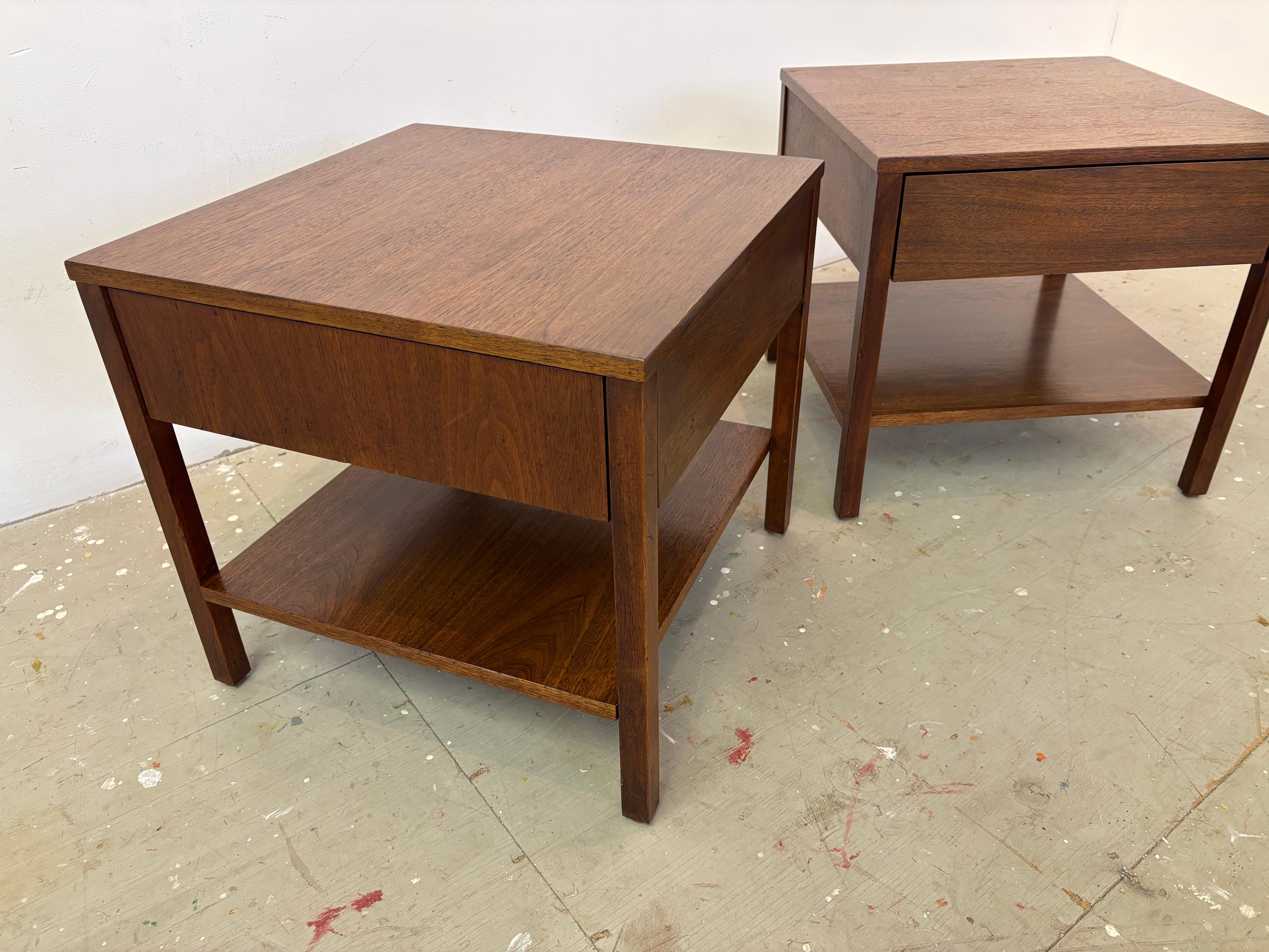 Mid-20th Century Florence Knoll Walnut Nightstands for Knoll/ PAIR