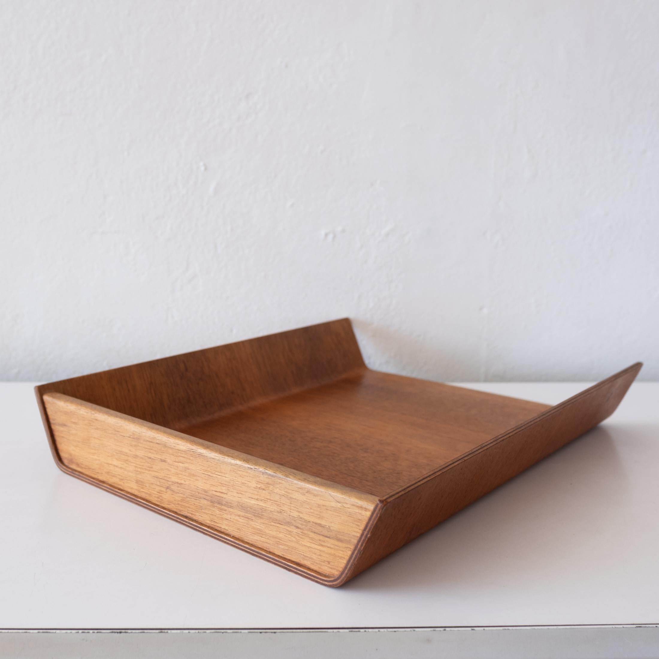 Mid-Century Modern Florence Knoll Walnut Plywood Letter Tray