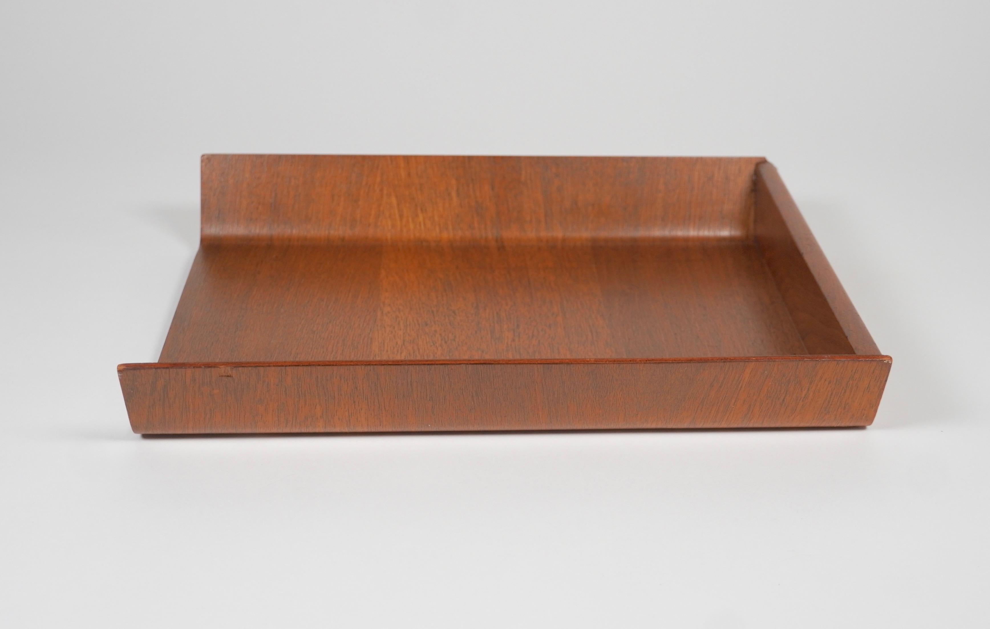 Mid-Century Modern Florence Knoll Walnut Plywood Letter Tray, Office Desk Accessory