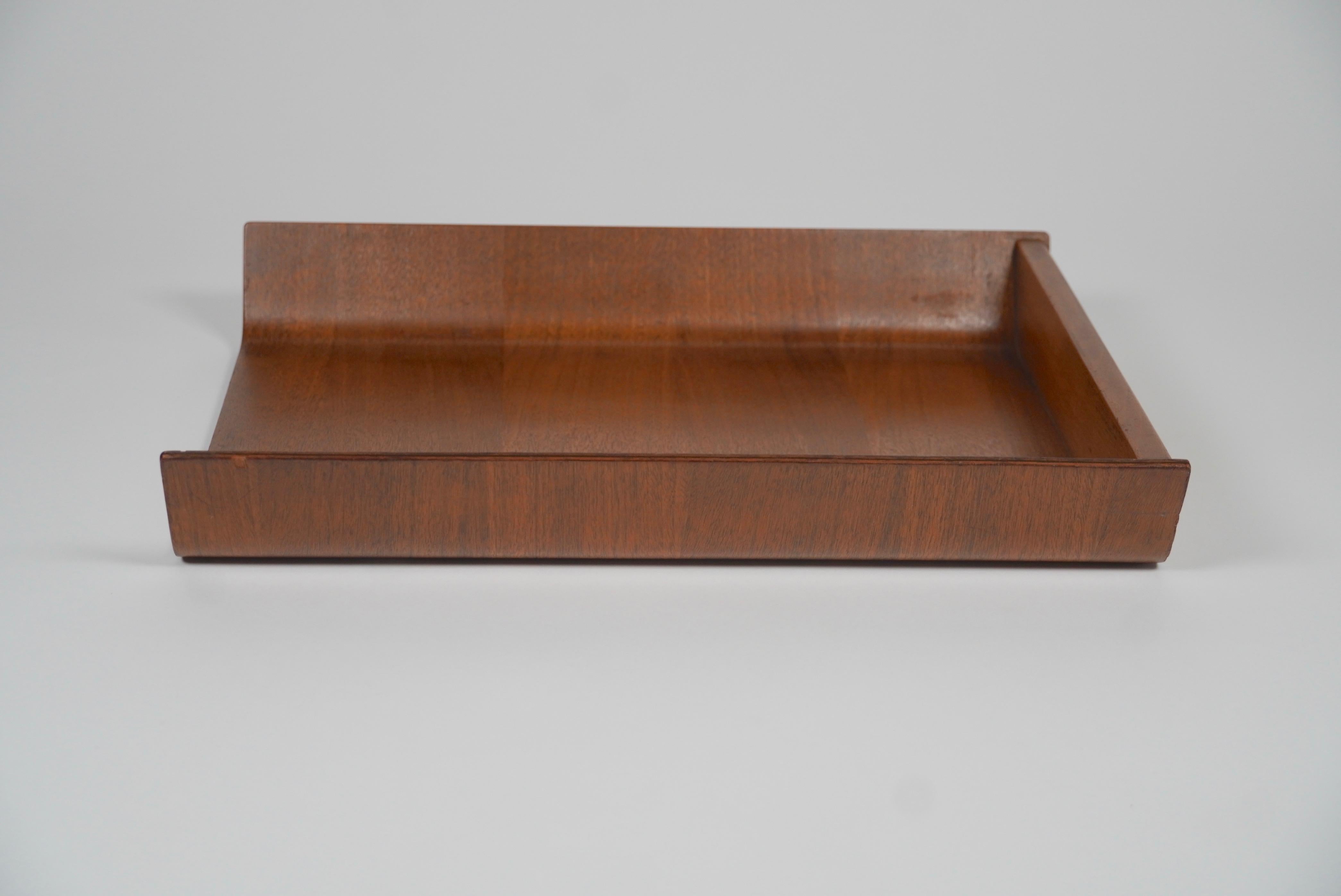 American Florence Knoll Walnut Plywood Letter Tray, Office Desk Accessory IBM