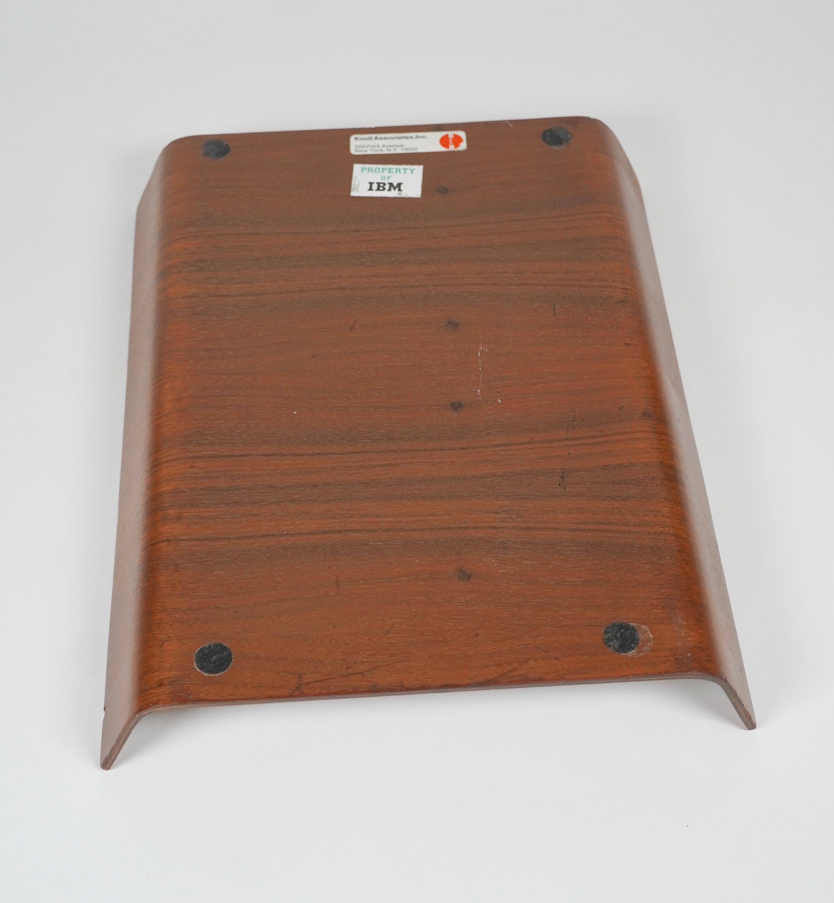 Mid-20th Century Florence Knoll Walnut Plywood Letter Tray, Office Desk Accessory IBM