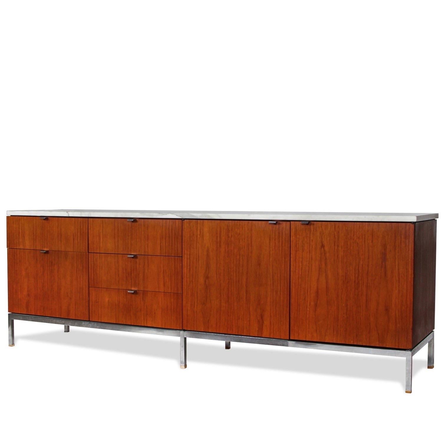 Mid-Century Modern Florence Knoll Wood & Marble Credenza