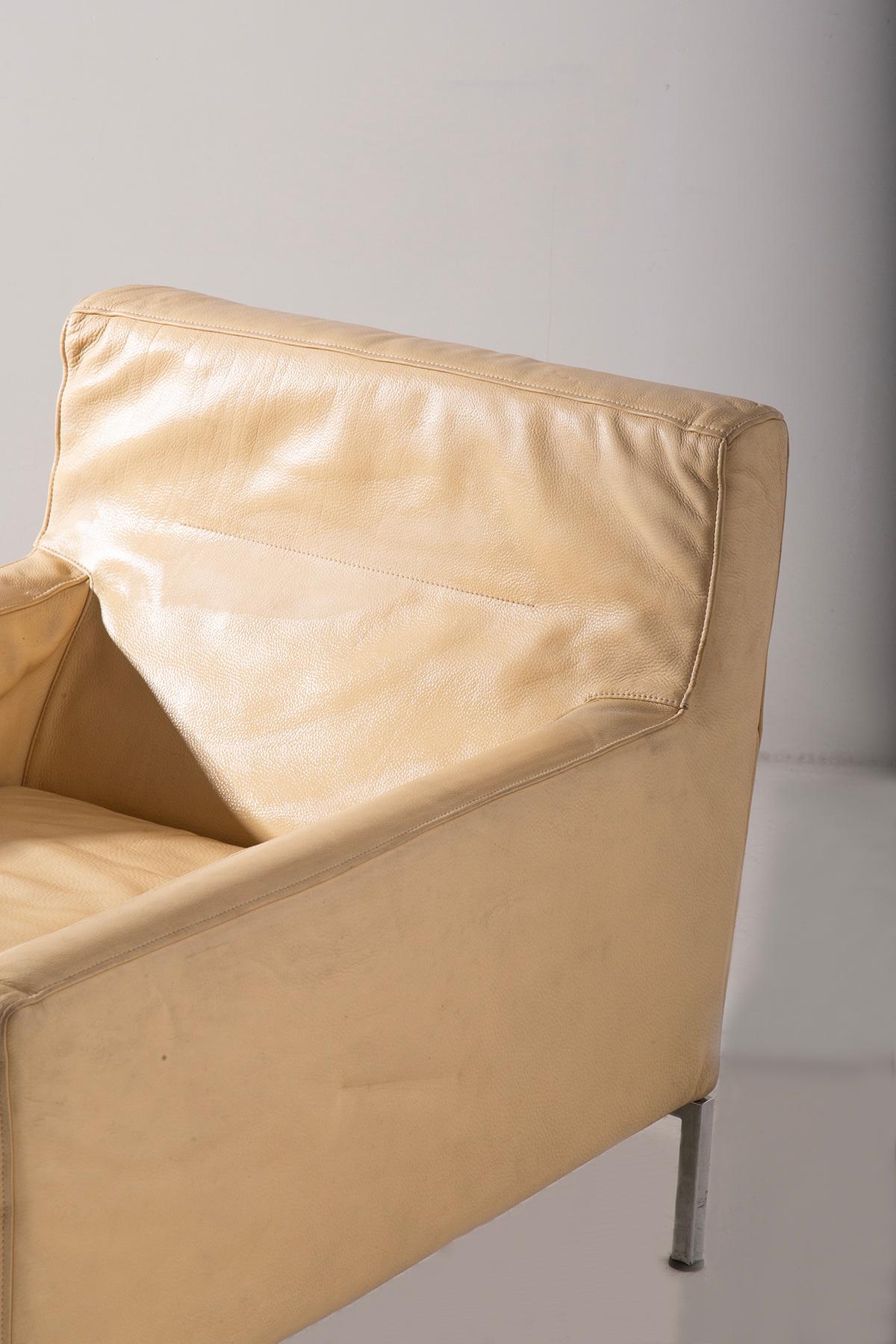 American Fauteuil en cuir attribué à Florence Knoll en vente